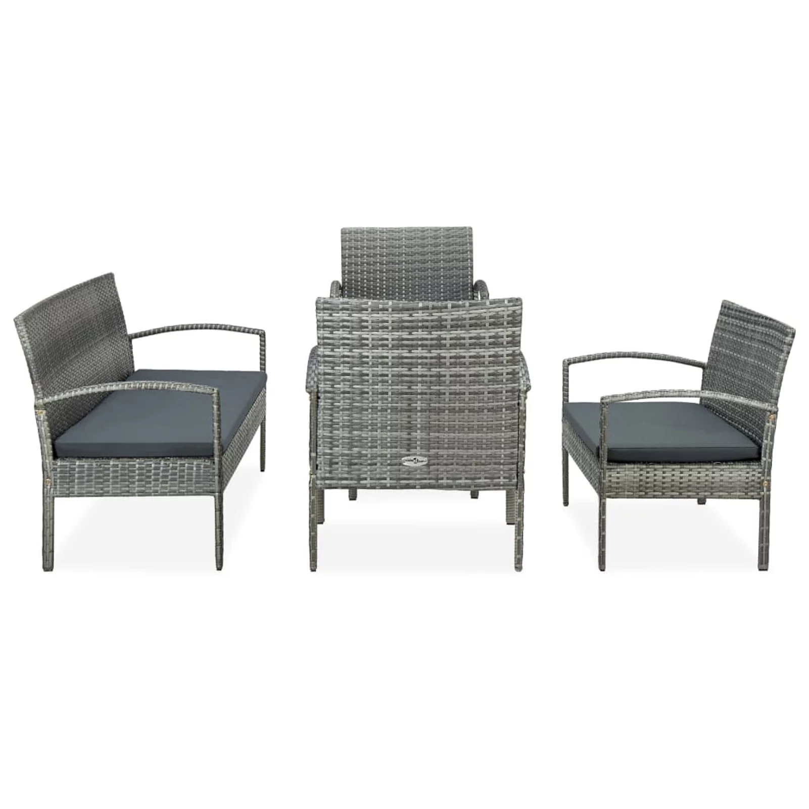Walmeck 5 Piece Patio Set with Cushions Poly Rattan Gray