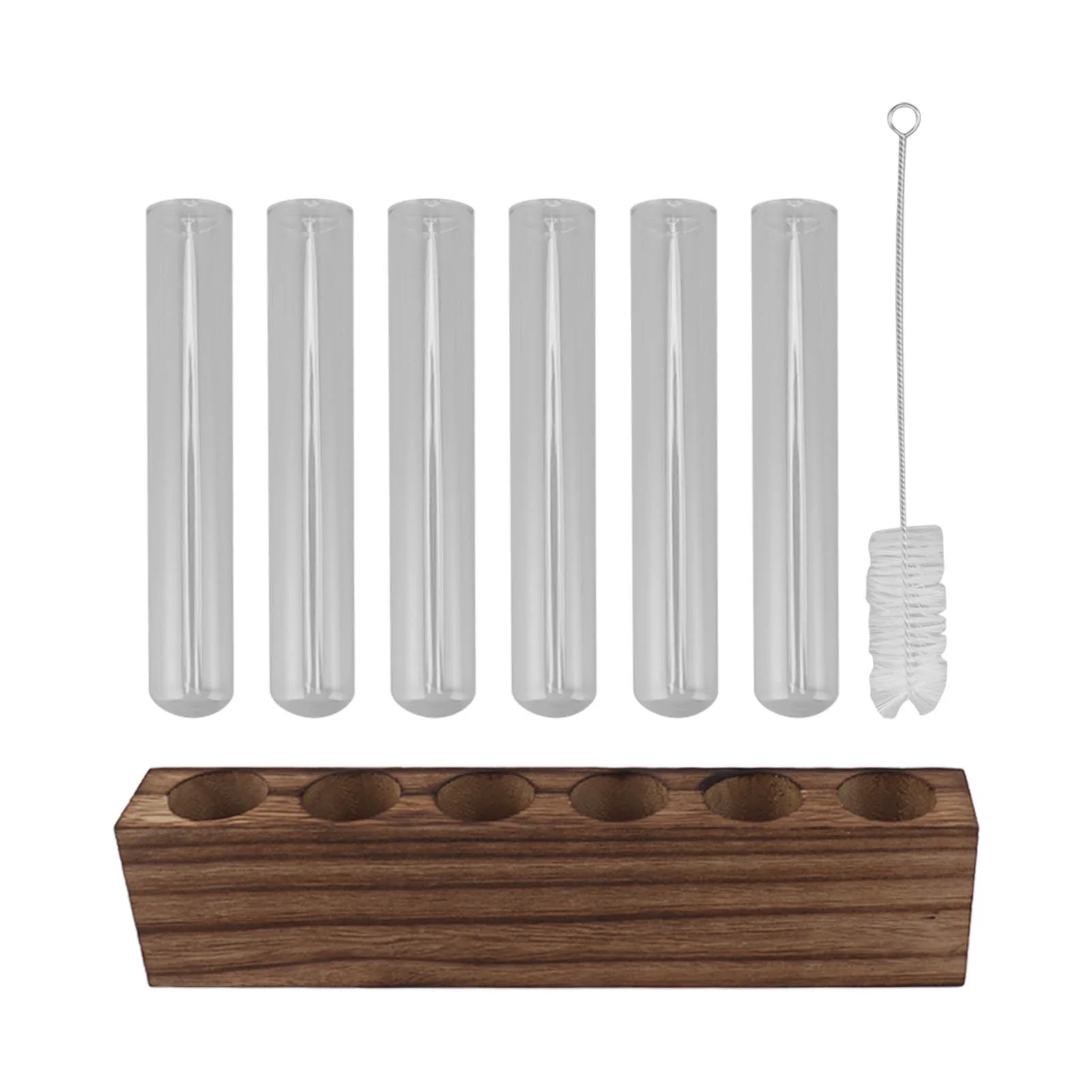 Glass Plant Propagation Station Plant Propagation Tubes Test Tube Plant Terrarium with Wood Stand Rack Office Home Decoration(Six Tubes)