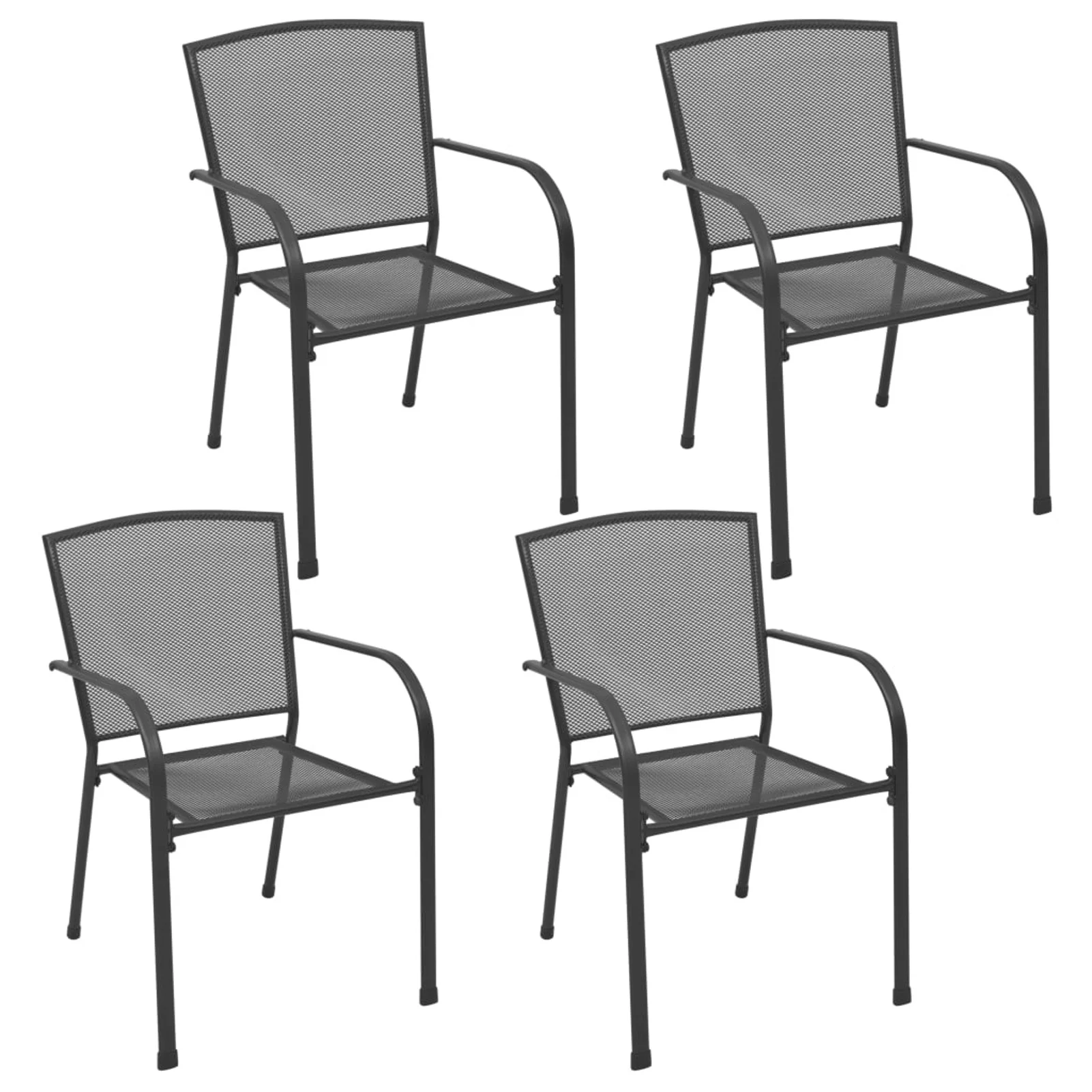 Tomshoo Patio Chairs 4 pcs Mesh Design Anthracite Steel
