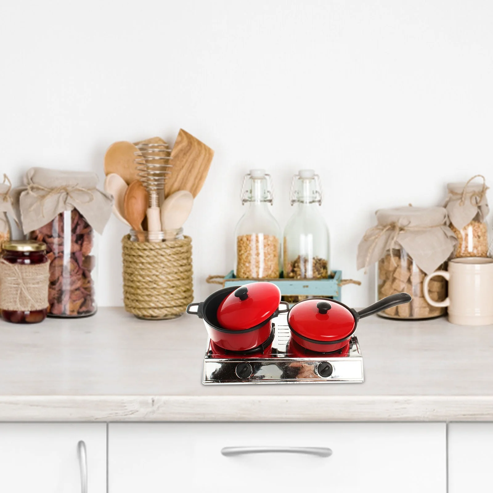 MVNSFEW 30 Cm Children Play House Red Tableware Kitchen Toys 13 Sets Of Baby Kitchen Toys