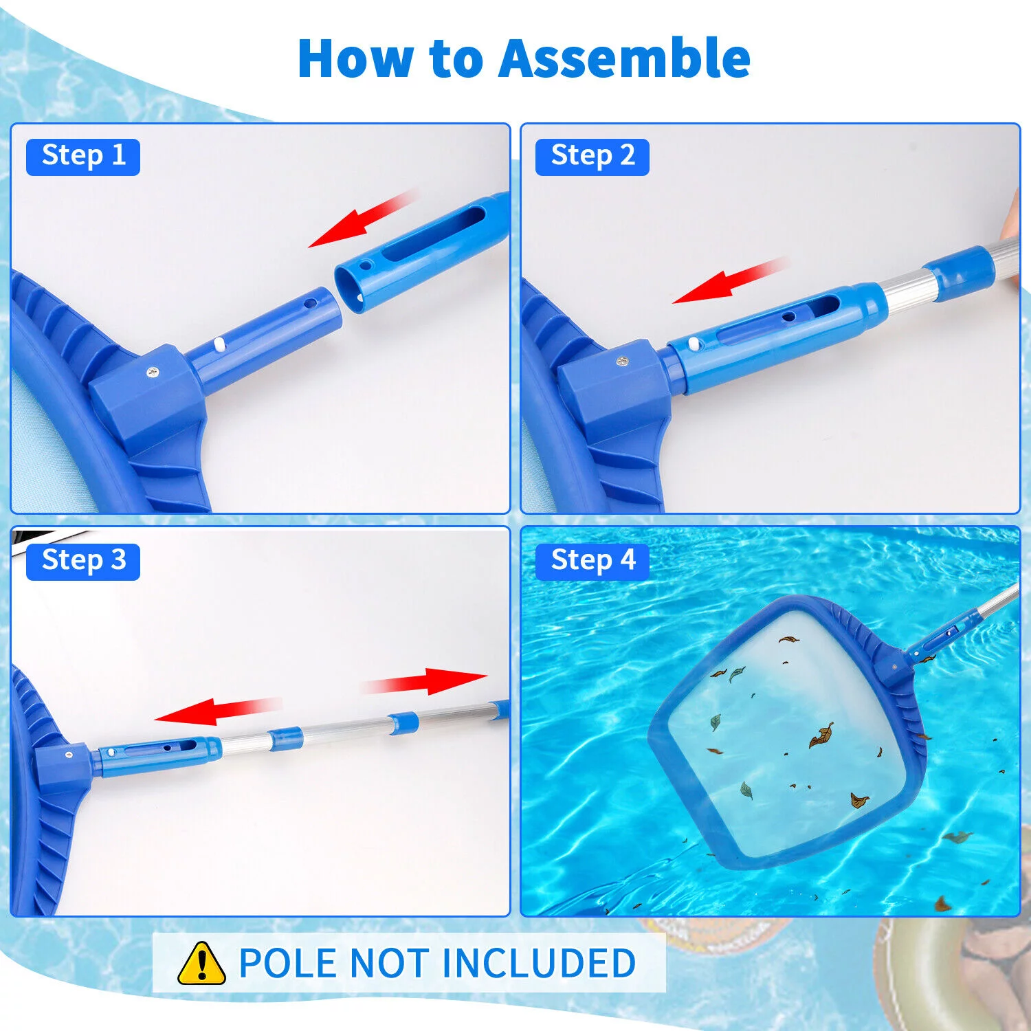 Garden Swimming Pool Cleaning Net Leaf Skimmer Rake Fine Mesh Hot Tub Spa Pond