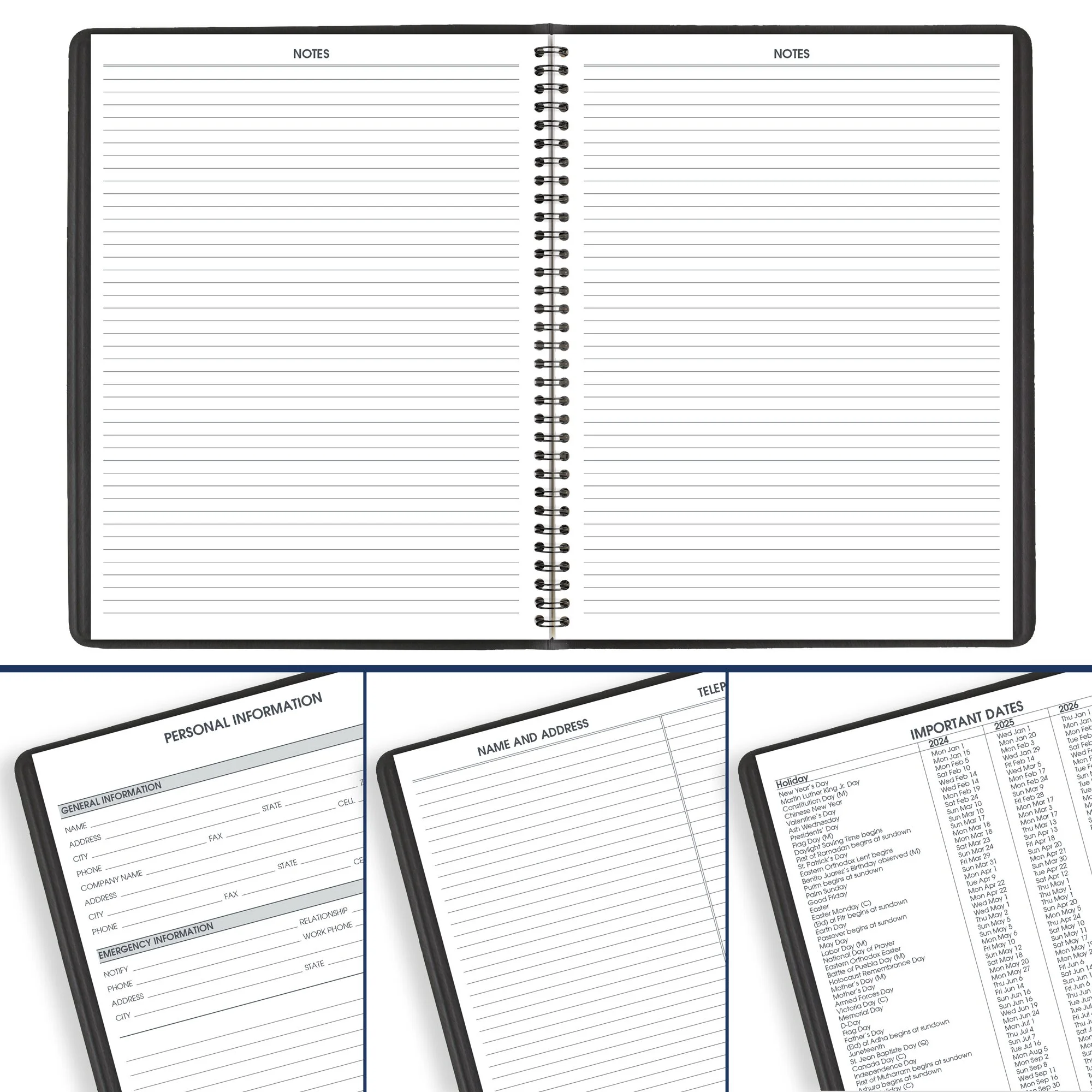 AT-A-GLANCE Academic 2024-2025 Weekly Appointment Book Planner Black Large 8 14