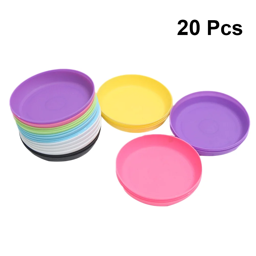20pcs Succulent Plant Pot Saucer Round Plastic Tray Flowerpot Water Plate for Garden Balcony (Random Color)