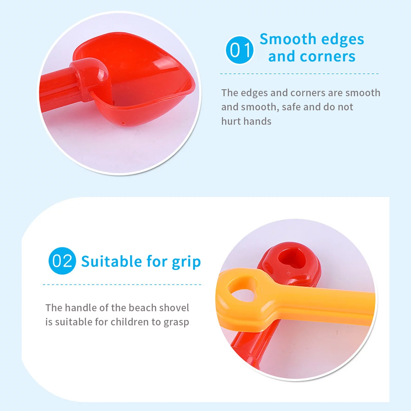 XIANXIAN Summer Children's Beach Toys Play Water Digging Sand Play House Shovel Bucket 6-piece Heavy Duty Plastic Garden Planting Shovels Spades Sets Sandbox Toys