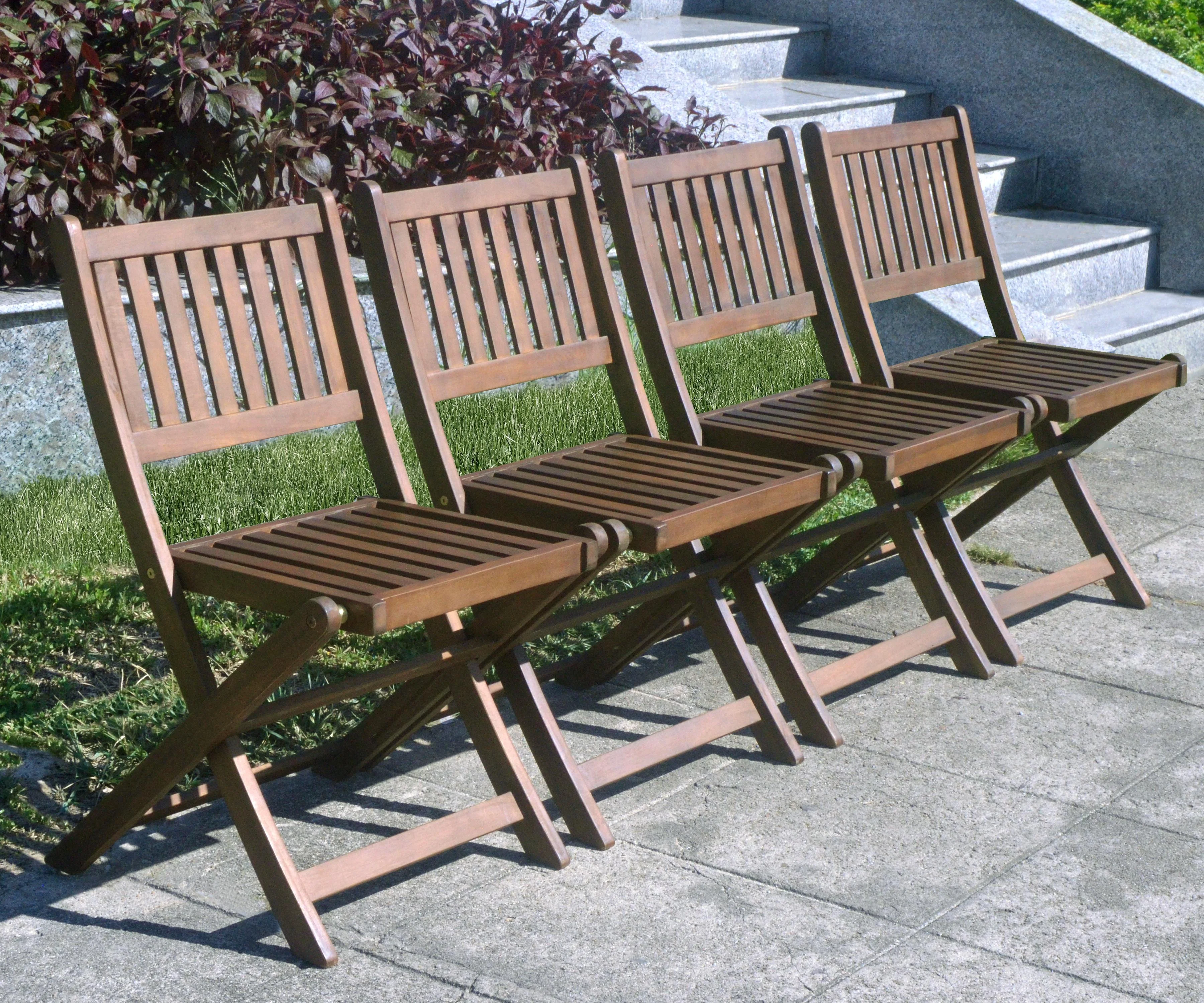 Zoovilla Acacia Folding Dining Chairs, Brown - Set of 4