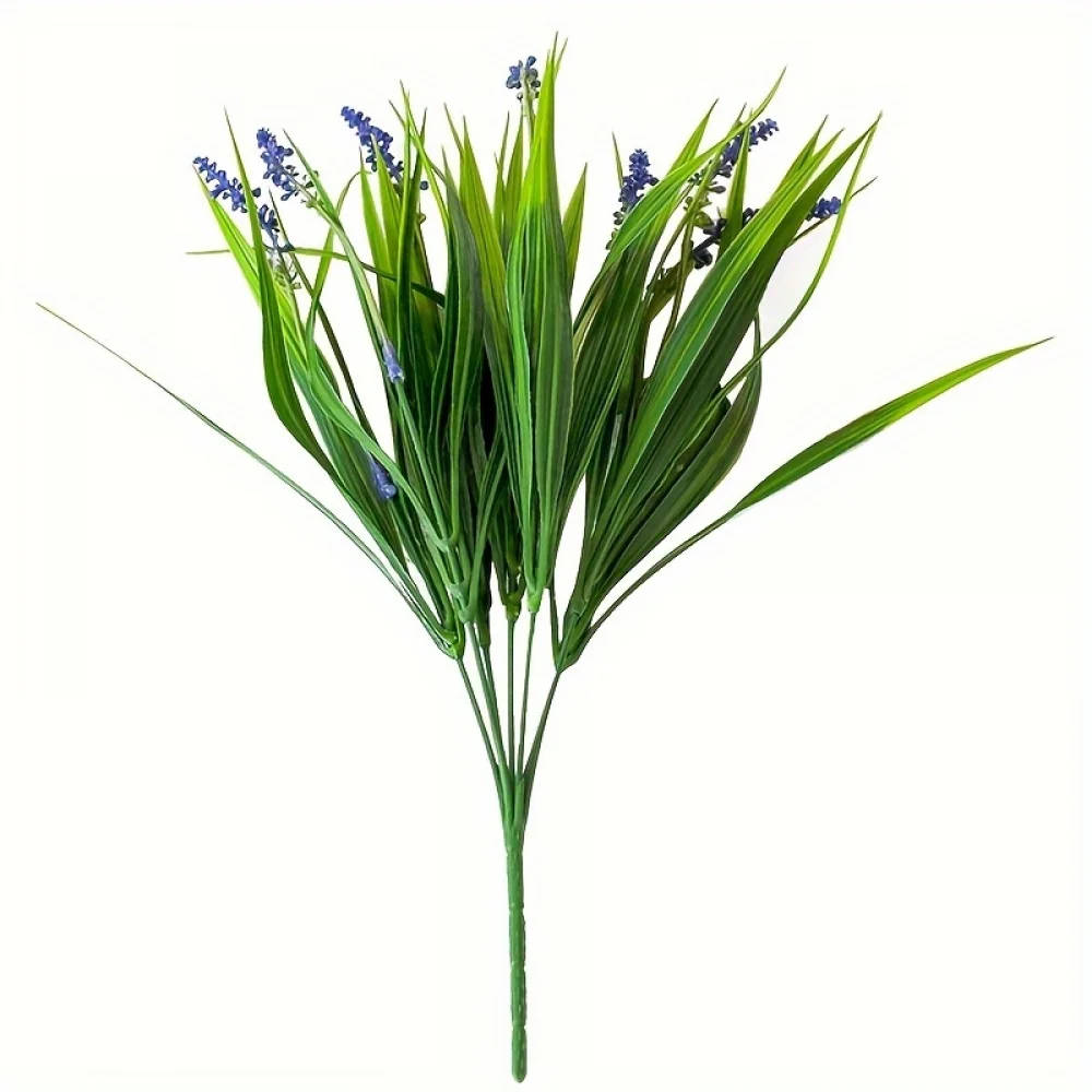 12 Bundles Artificial Plants Outdoor Flowers Fake Grass No Fade Faux Plastic Shrubs For Pot Garden Wedding Porch Hanging Planter For Window Box Decoration Greenery Uv Resistant