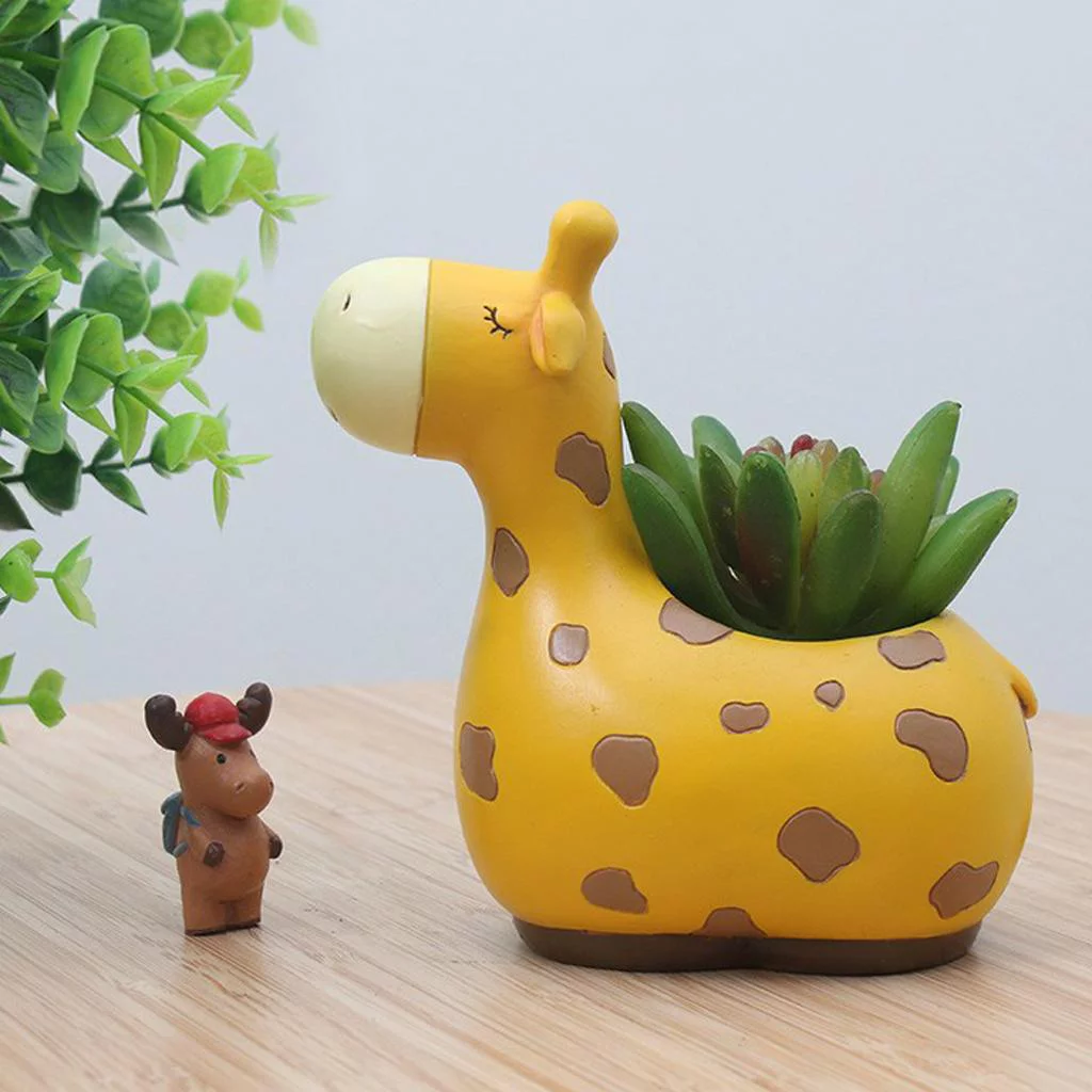 Cute Resin Animals Succulent Planter Cactus Flow Window Box - Giraffe