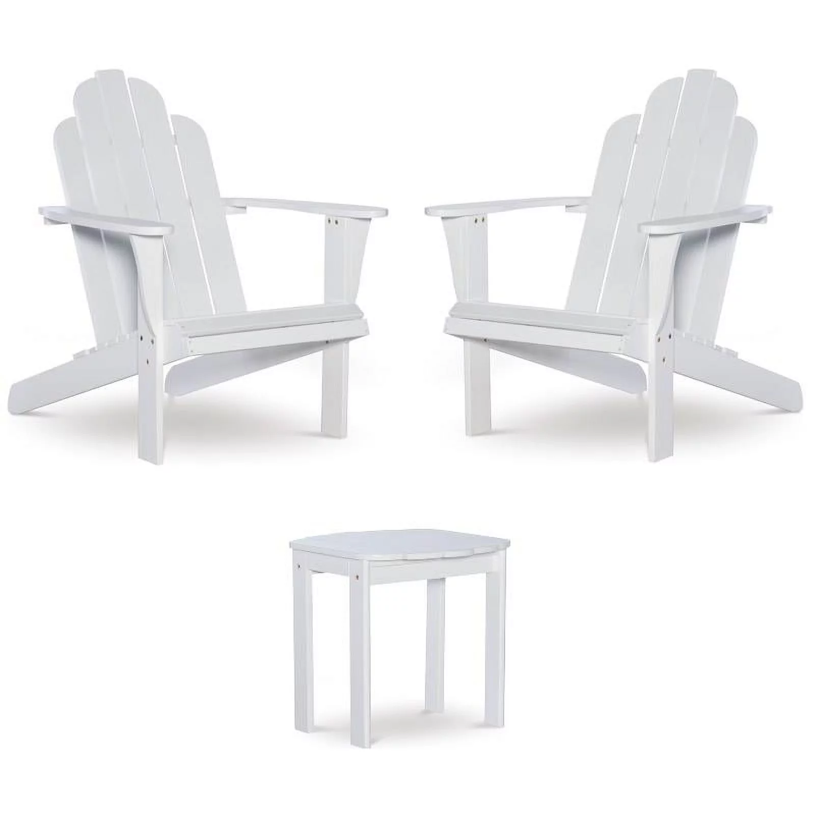 Home Square 3-Piece Set with Outdoor Side Table and 2 Chairs in White