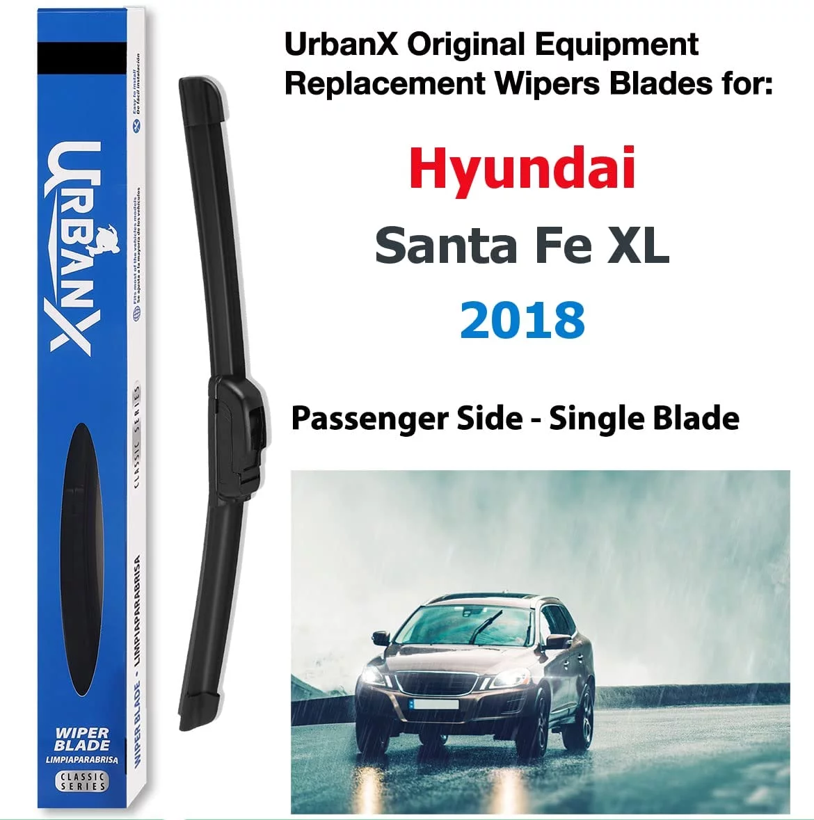 UrbanX 2-IN-1 All Seasons Water Repellency Original Equipment Replacement Wiper Blades For 2018 Hyundai Santa Fe XL 14