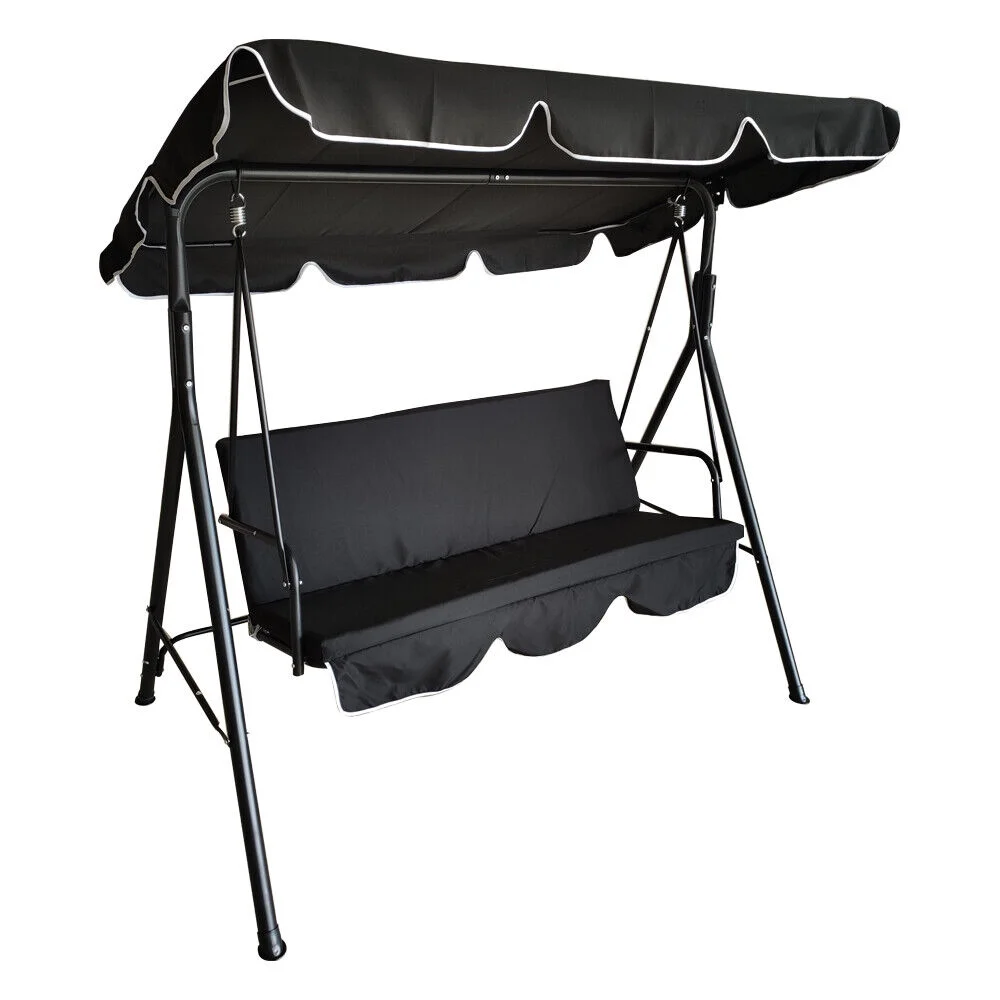 Outdoor Patio Swing Chair Patio with Canopy Hammock Bench Steel 3-Person Seat