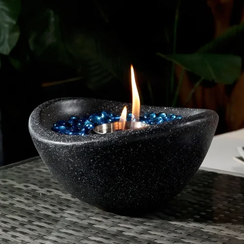 Buumin Tabletop Fire Pit Black, Outdoor & Indoor Fire Pit, Portable Concrete Fire Pit, Personal Ethanol Fireplace, Outdoor Table Top Fire Pit, Mini Fire Pit Smokeless Fire Bowl WL