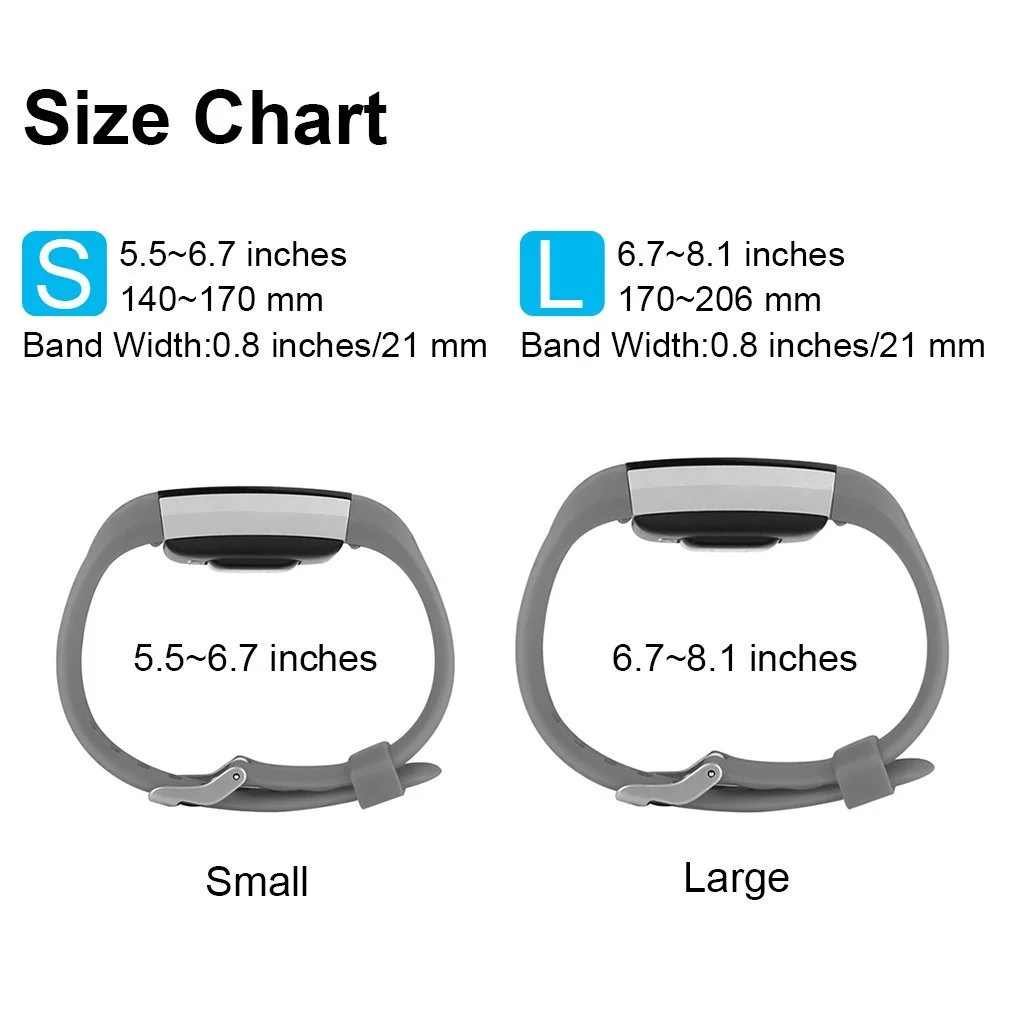 Fitbit Charge 2 Bands Band Replacement Small Large Silicone Special Gray, Small