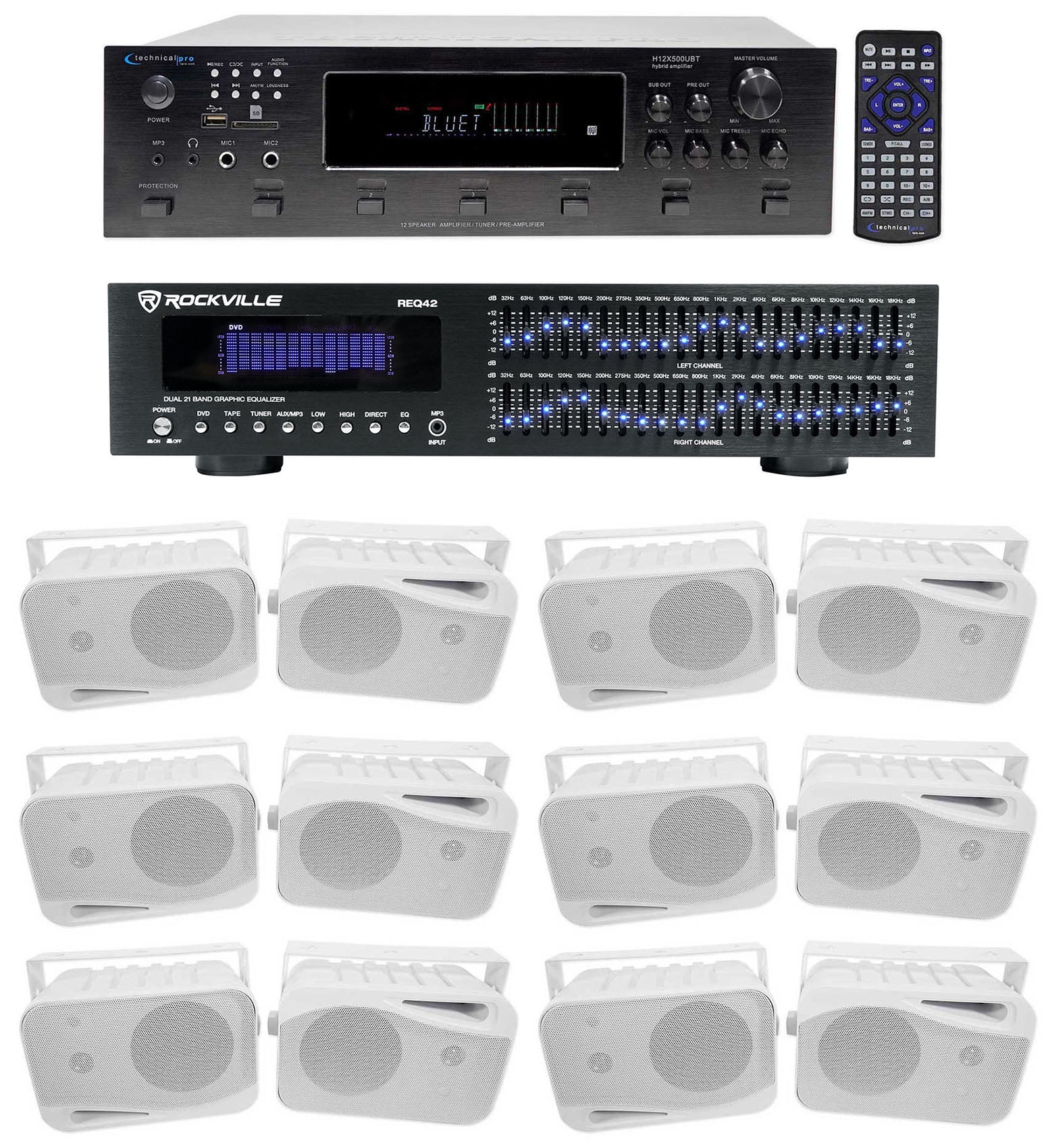 Technical Pro 6000w 6-Zone, Home Theater Bluetooth Receiver+(12) 4