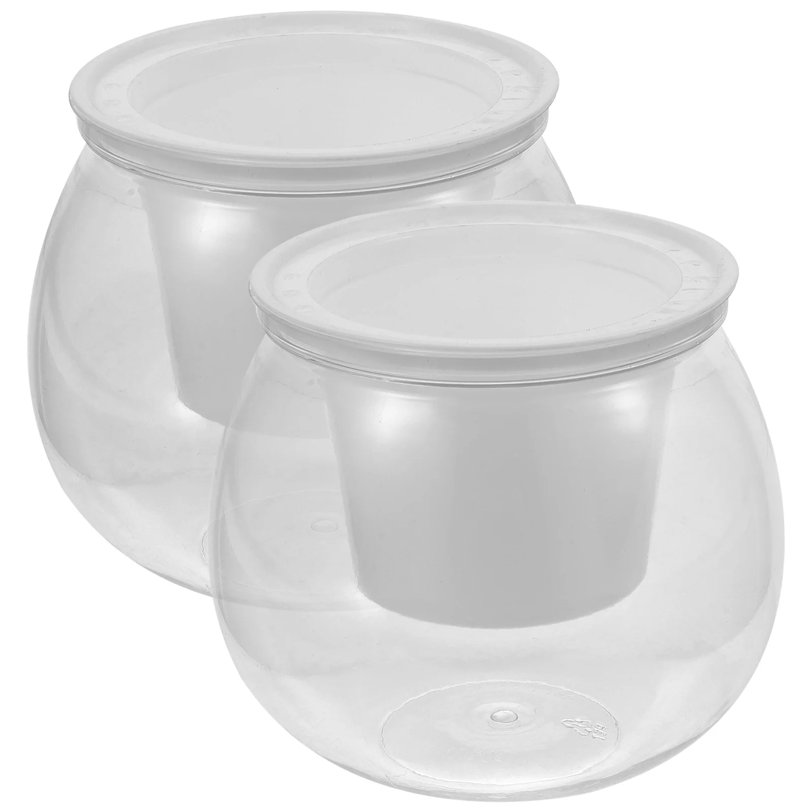 Gongxipen 2Pcs Cotton Rope Automatic Water Absorption Flower Pot Transparent Lazy Flowerpot Hydroponics Flower Container Garden Planter (White)