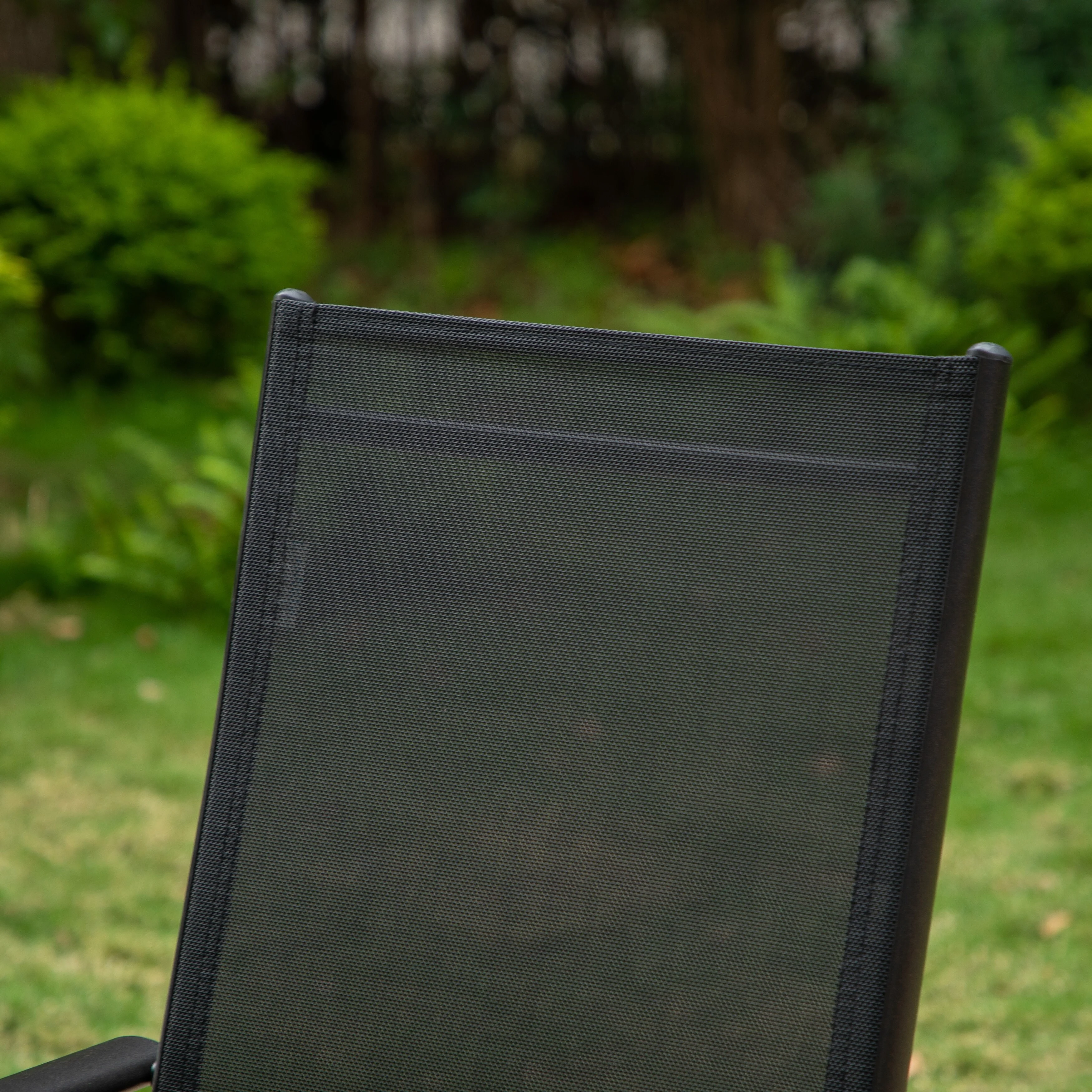 Phi Villa  5/7-Piece Patio Dining Set,  7-positon Reclining Folding Sling Chair & E-Coating Metal Steel Table Chairs