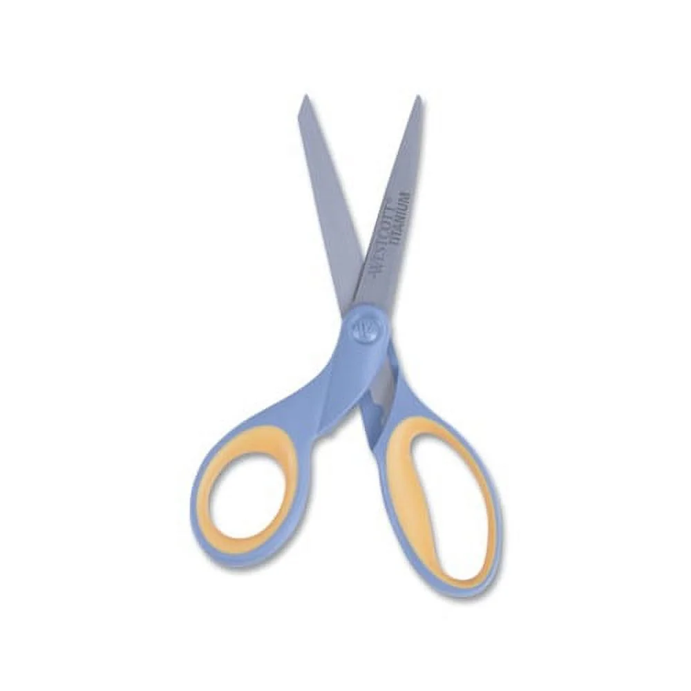 Titanium Bonded Scissors 8" Long, 3.5" Cut Length, Gray/Yellow Straight Handle