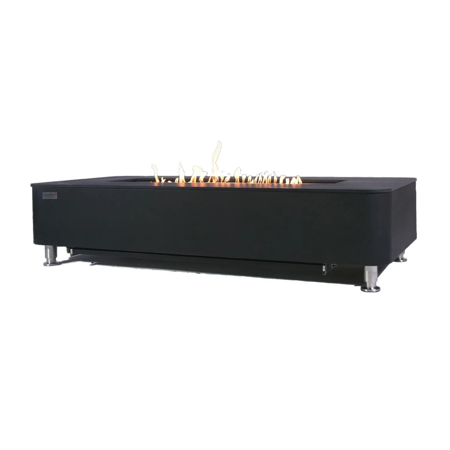 Crossview 62 Inch Rectangular Concrete Natural Gas Fire Pit Table in Black By Lakeview Outdoor Designs