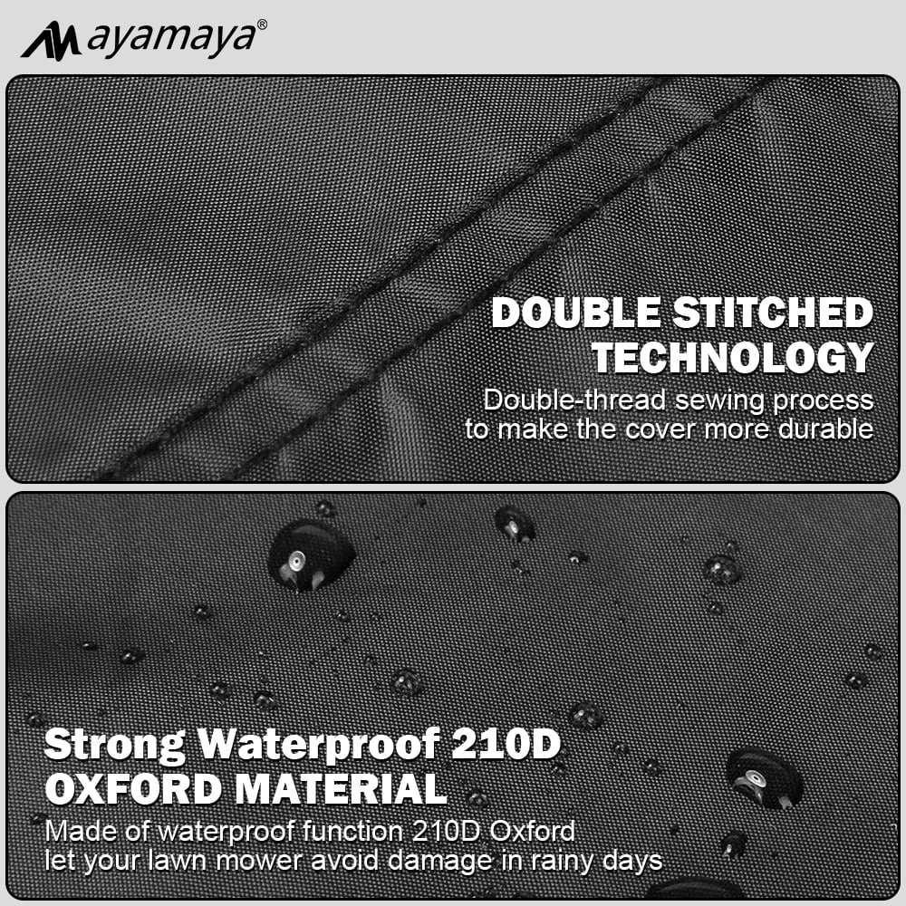 Riding Lawn Mower Cover,AYAMAYA Waterproof Windproof Lawn Tractor Cover for Outdoor,Durable Heavy Duty 210D Covers for Lawn Weeder,Universal Anti UV Dust Snow Adjustable Lawn Mower Covers(Black)