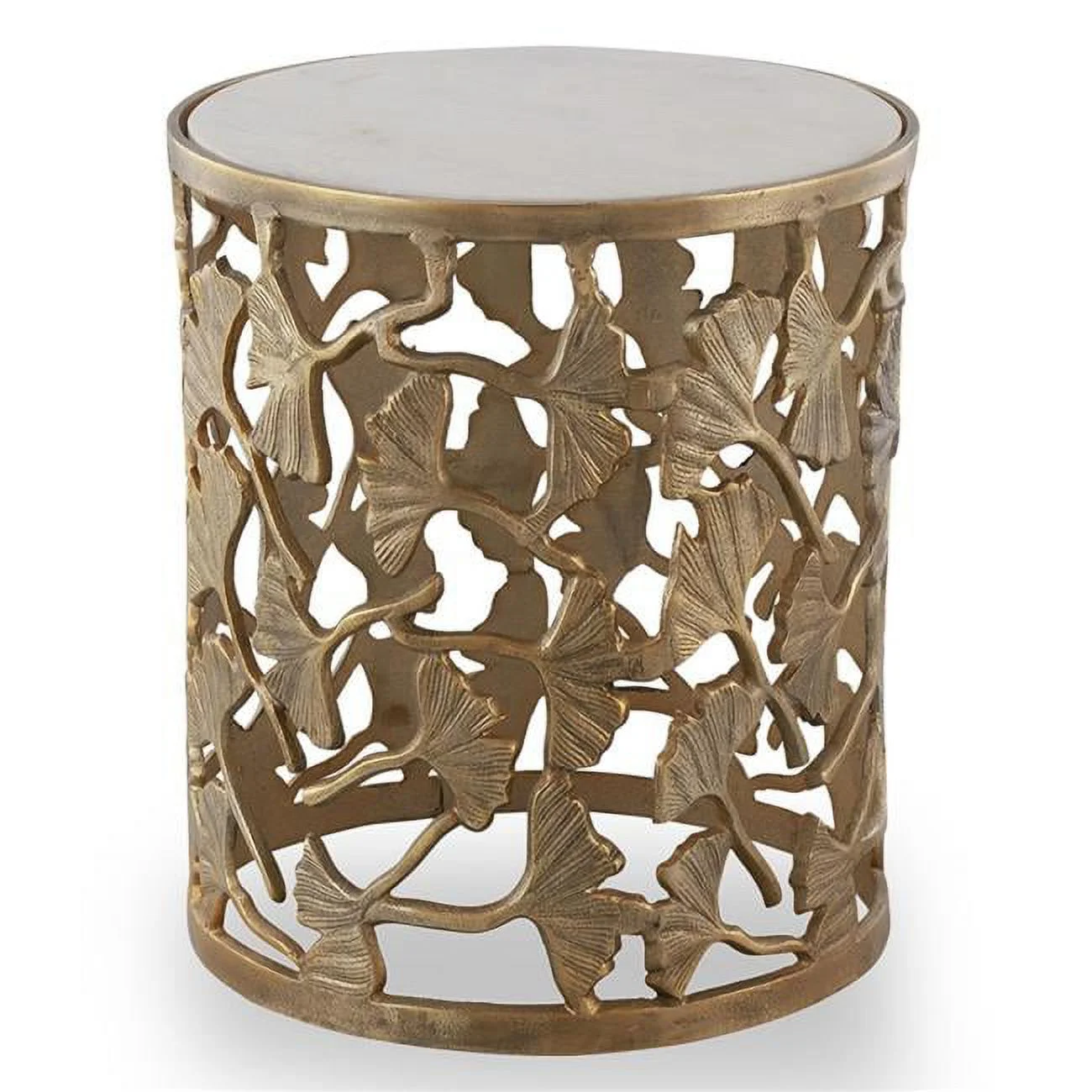 Ginkgo Leaf Antique Gold Metal Garden Stool