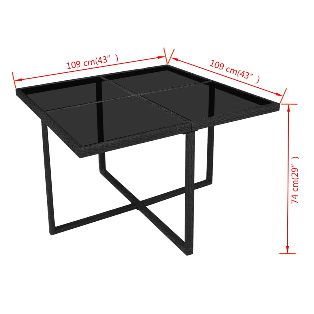 Suzicca 9 Piece  Dining Set with Cushions Poly Rattan Black