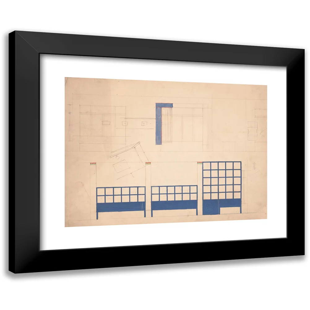 Winold Reiss 14x11 Black Modern Framed Museum Art Print Titled - Designs for Unidentified Restaurant Interior, Possibly Elysee Restaurant, 1 East 56th St., New York, Ny.) (Drawing of Restaur