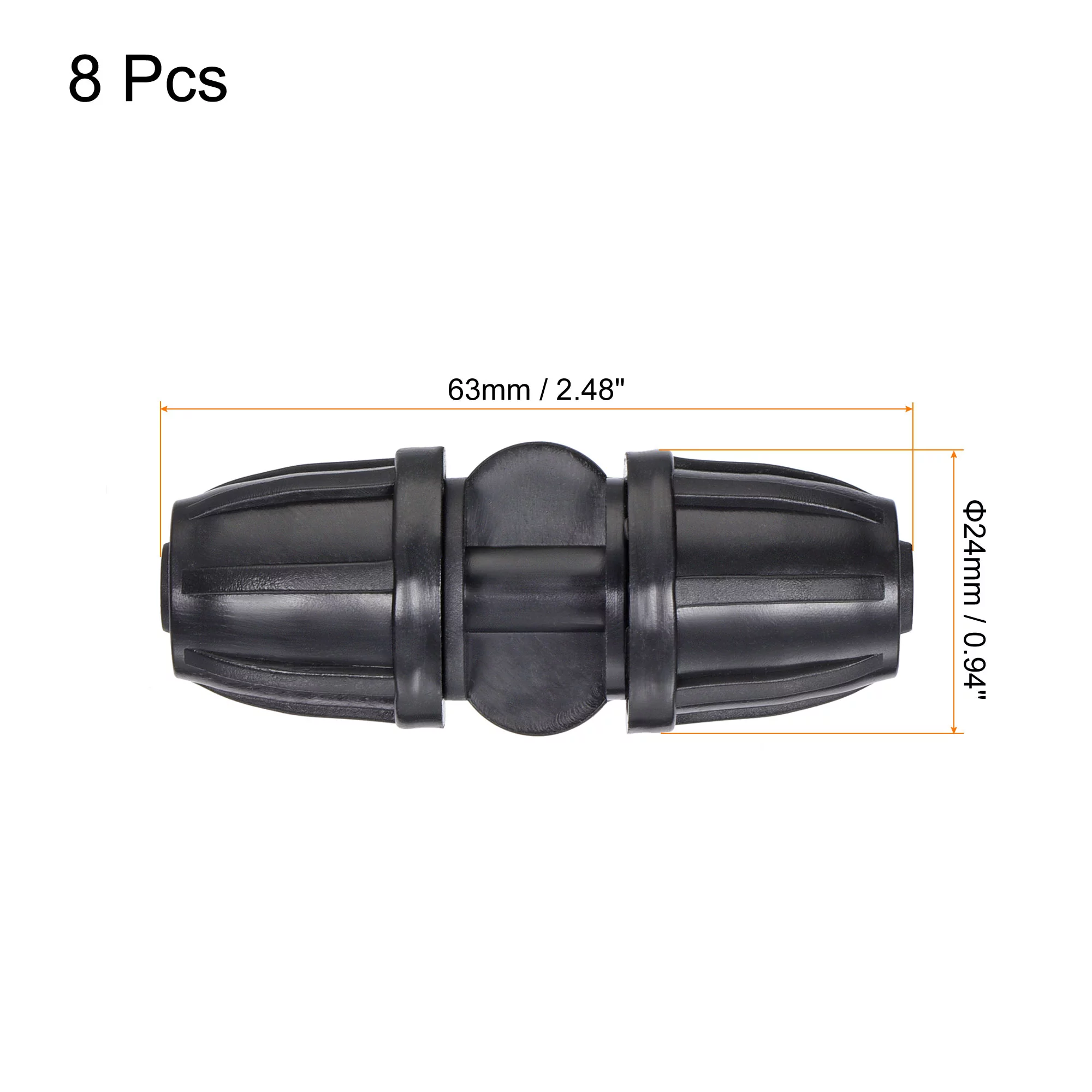 Uxcell Drip Irrigation Straight Barbed Fitting 8mm/11mm Tubing Black 8 Pack