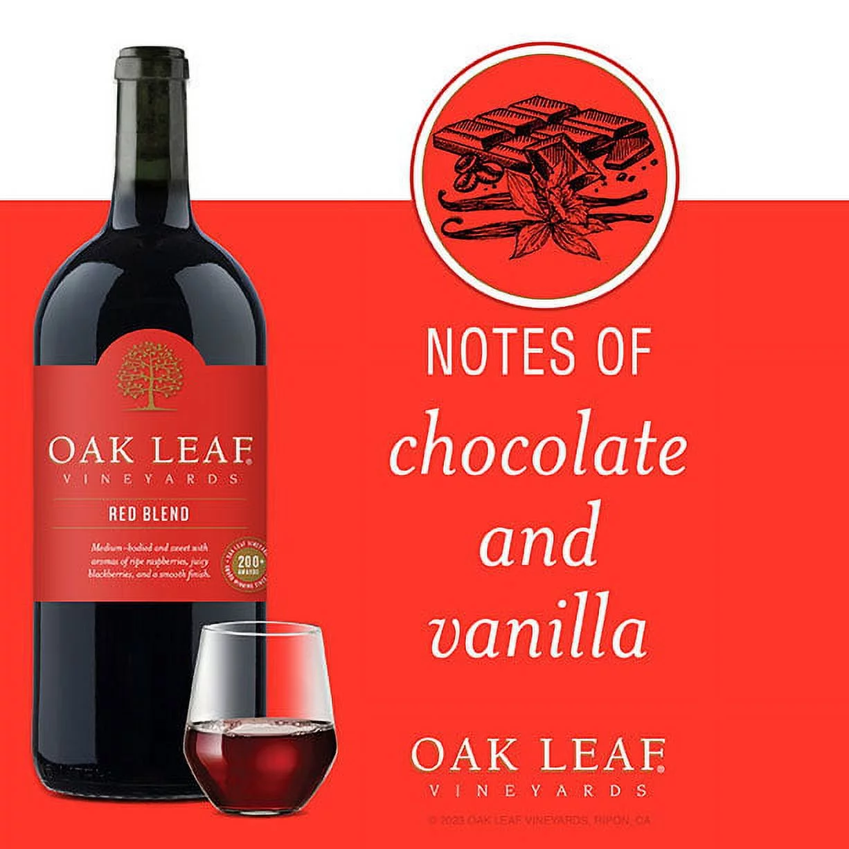 Oak Leaf Vineyards Red Blend, 1.5 L Bottle, 9% ABV