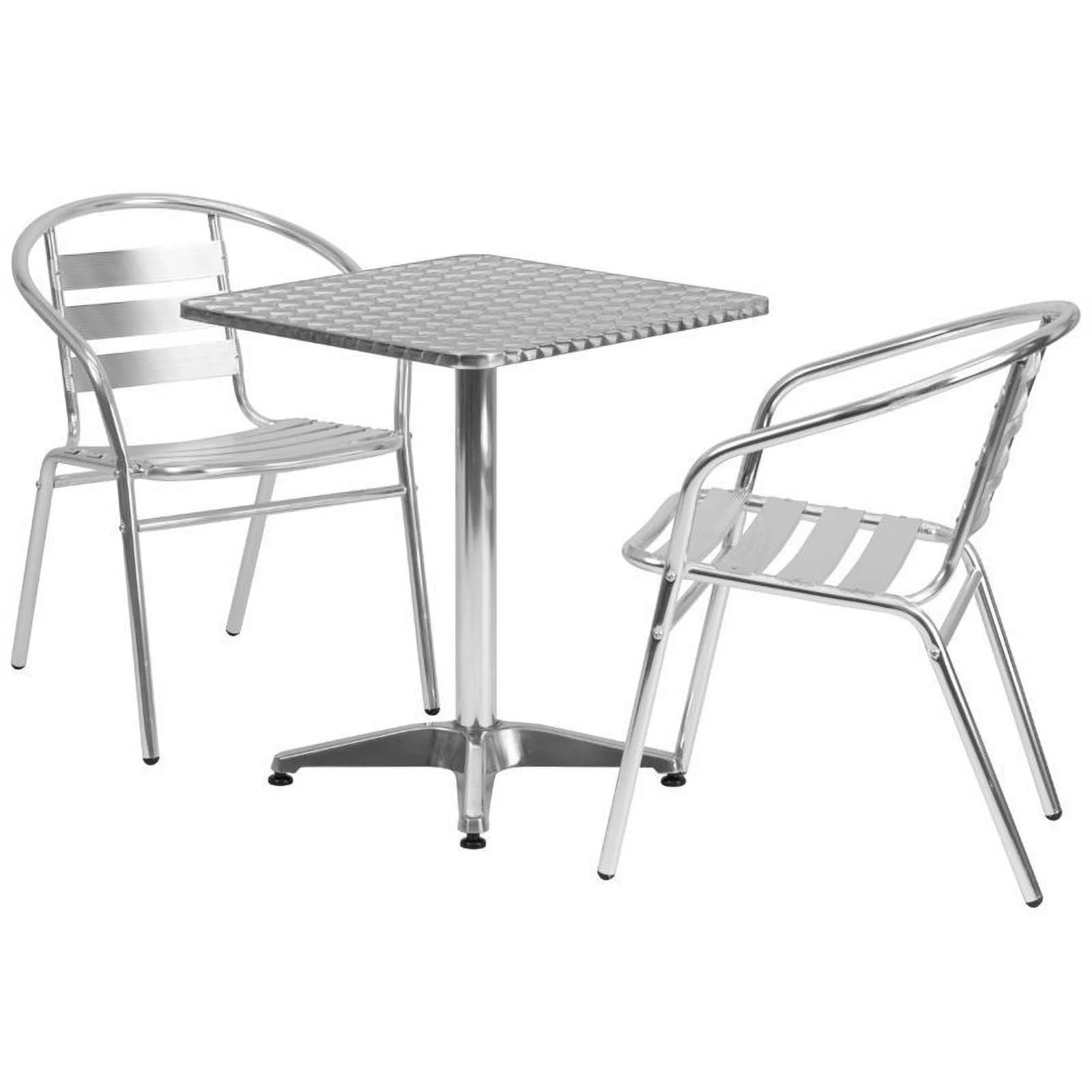 Bowery Hill 3 Piece Stainless Steel Square Patio Bistro Set in Aluminum Silver