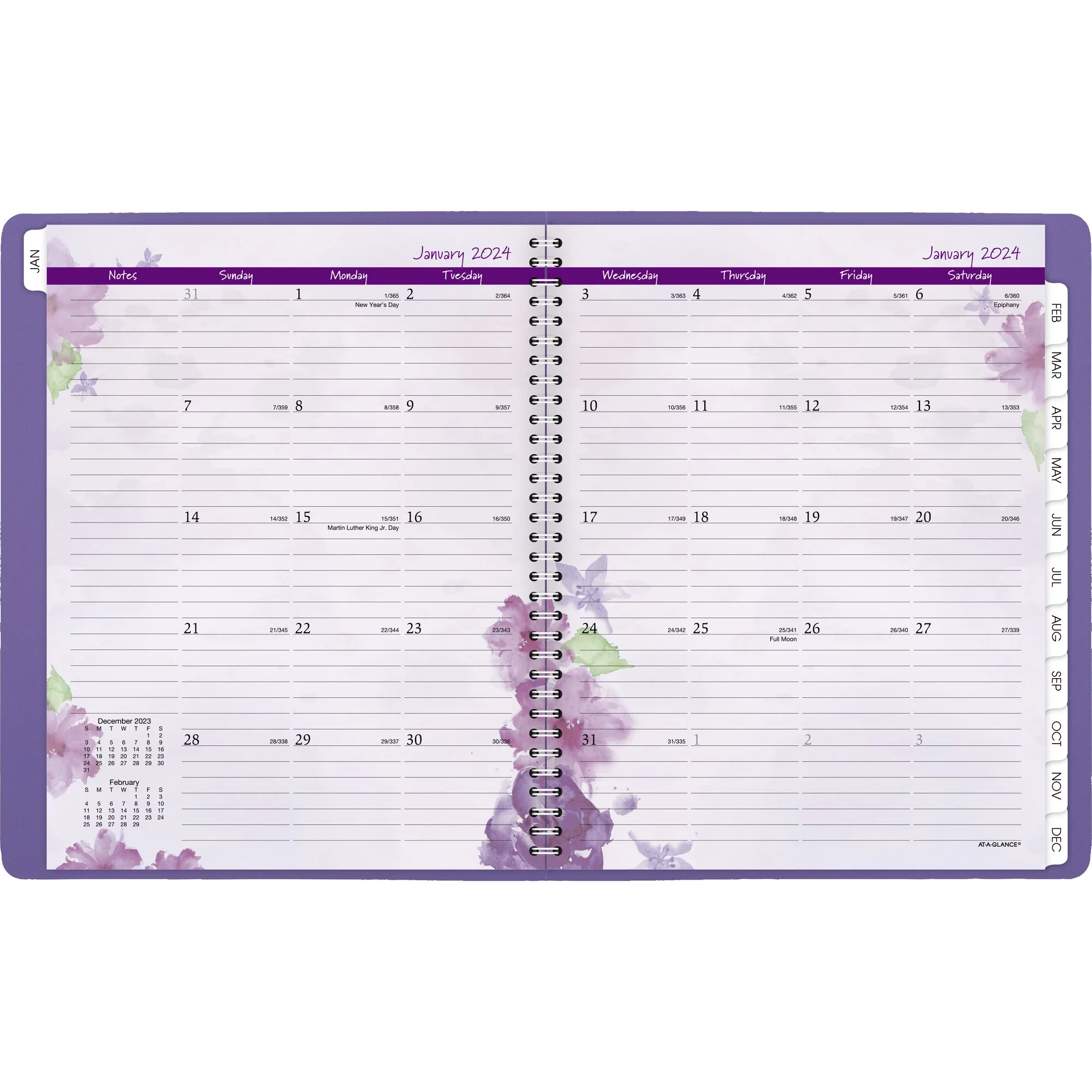 AT-A-GLANCE Beautiful Day 2024 Weekly Monthly Appointment Book Planner Lavender