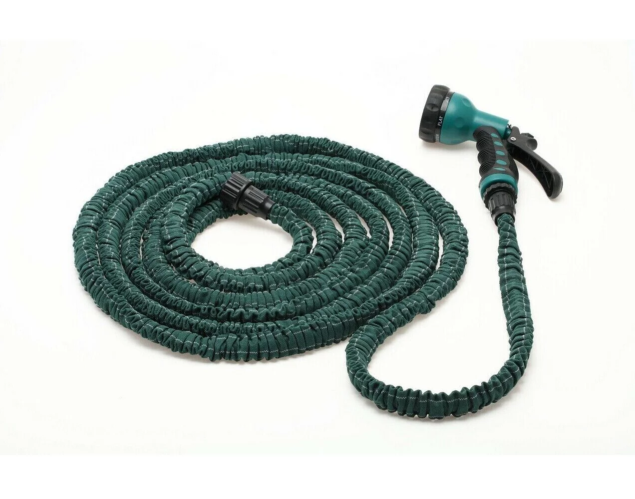 Latex Expanding Flexible Garden Water Hose with Spray Nozzle dark green 75 Feet