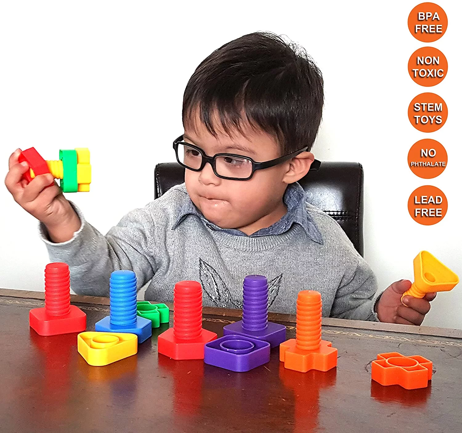 Montessori Toy Building Set | 12 Occupational Therapy Tools Matching Fine Motor Skills, Suitable for Young Children Boys and Girls | Learning Activity eBook
