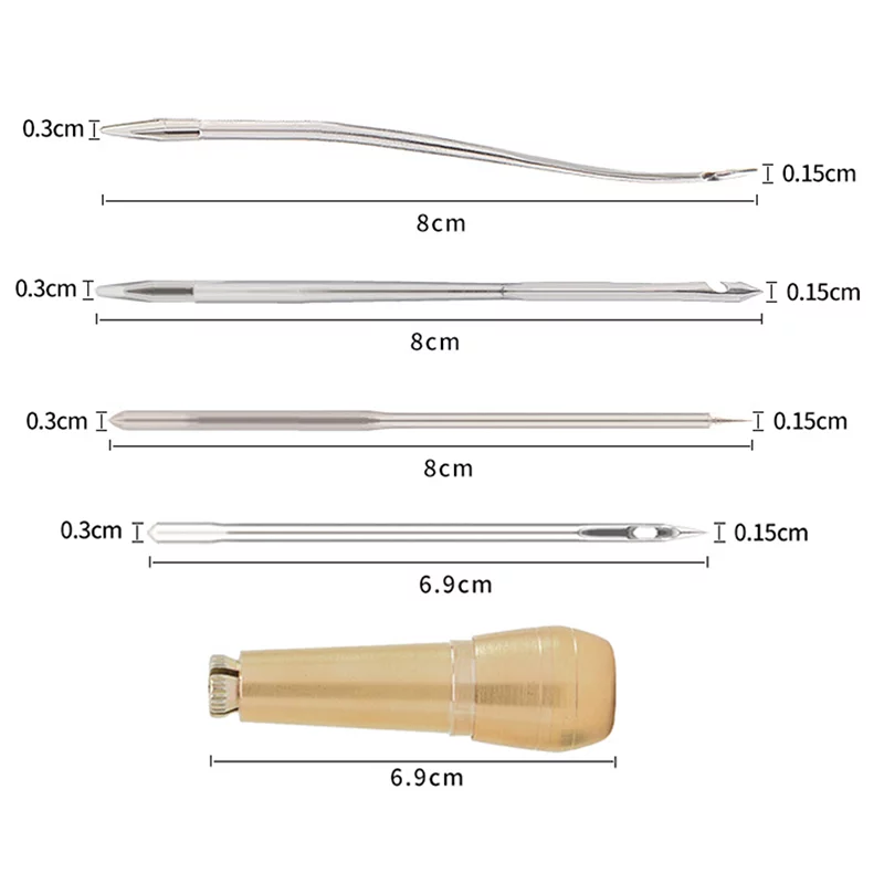 Racing Butterfly DIY Leather Sewing Kit Leather Sewing Awl Needle with Copper Handle Set Leather Canvas Shoes Repairing Tool with Nylon Thread