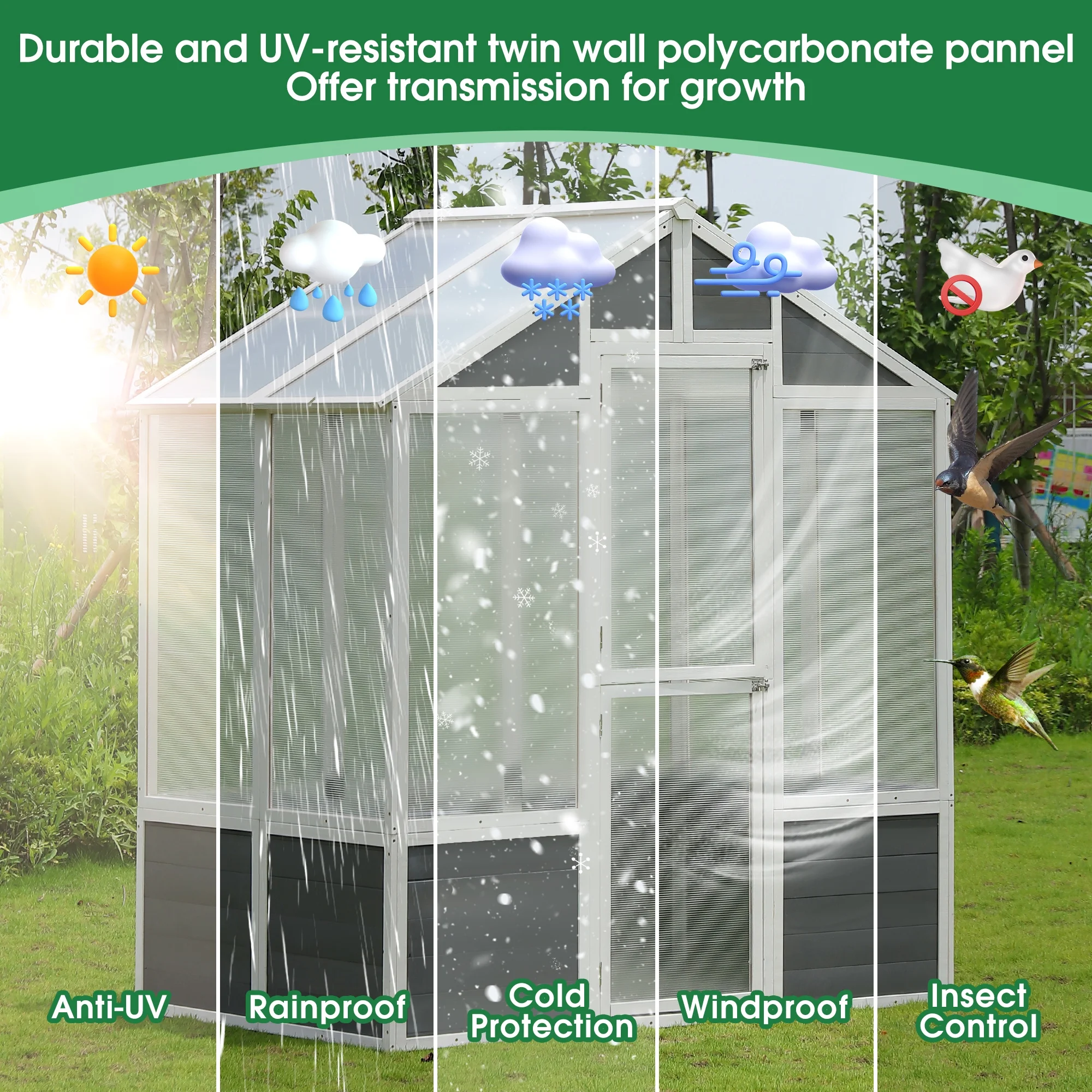 Sturdy Polycarbonate Greenhouse - Spacious Growth Environment