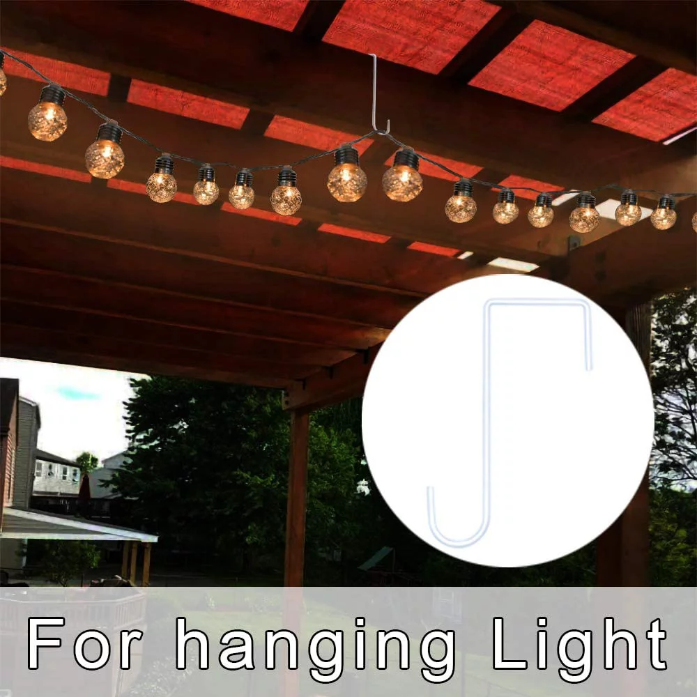 8 Pack Vinyl Fence Hooks, 3 x 8 inch Pergola Hooks Powder Coated Steel Patio Fence Hangers for Hanging Plants, Planters, Bird Feeders, Lights