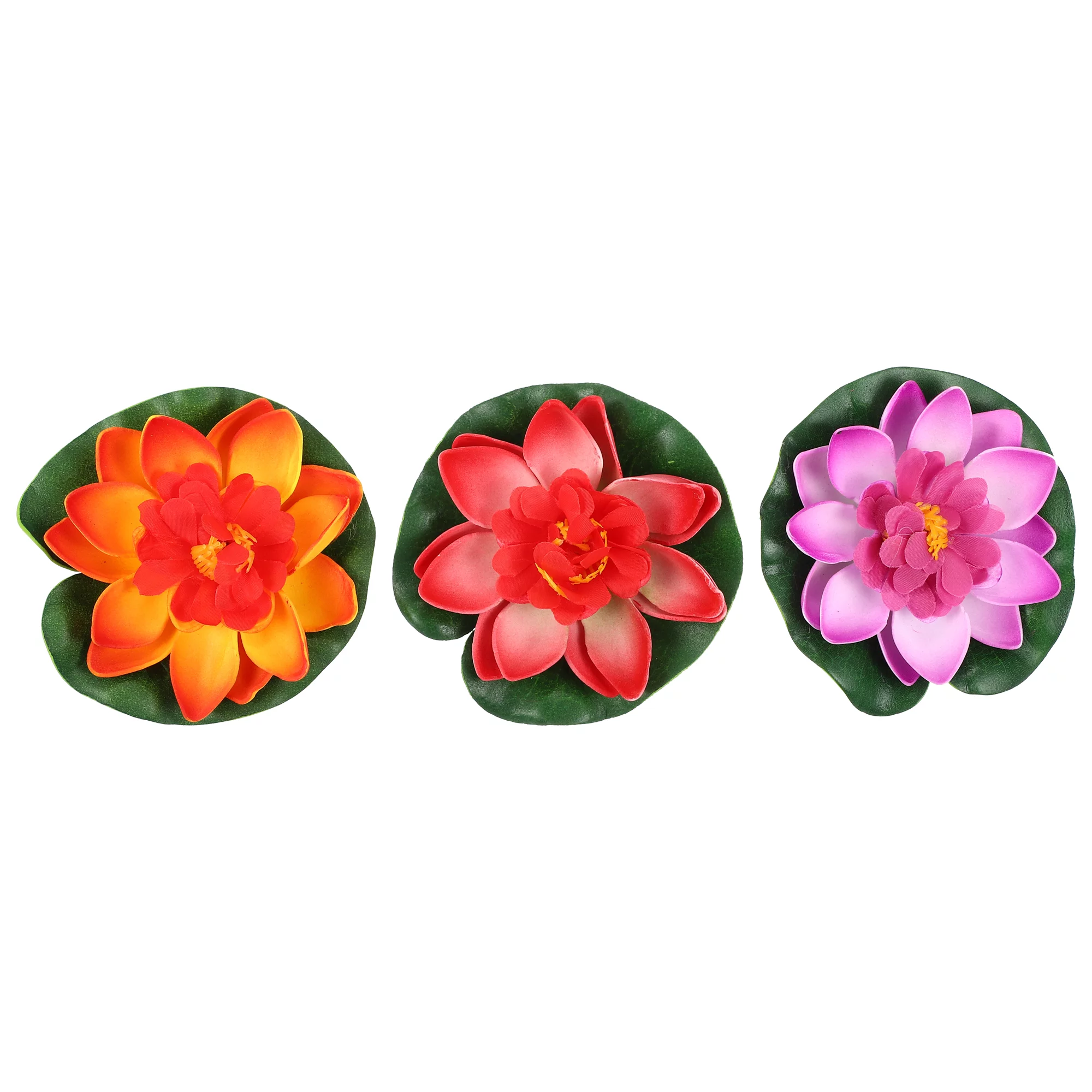Unique Bargains 3pcs Garden Ponds Pool Decoration Artificial Lotus Flower Orange Red Purple