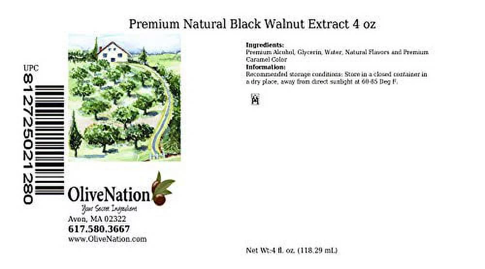 premium black walnut flavoring extract, natural flavor dried hull extract for baking, beverages, supplements, non-gmo, gluten free, kosher, vegan - 4 ounces