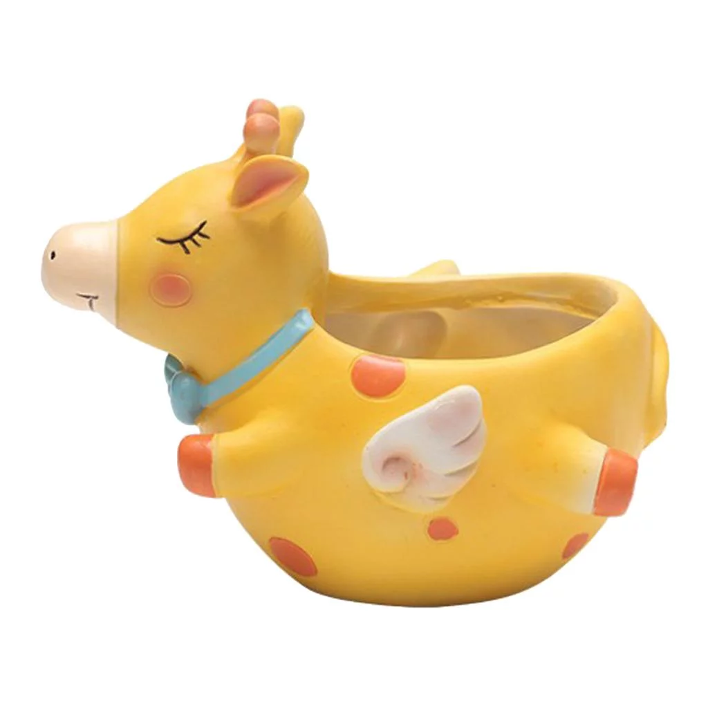 Indoor Flower Pot Small Modern Planter Resin Succulent Folwer Pot Container Great for Plant Stands Giraffe