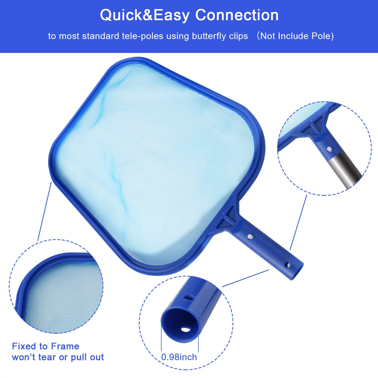 Garden Swimming Pool Cleaning Net Leaf Skimmer Rake Fine Mesh Hot Tub Spa Pond