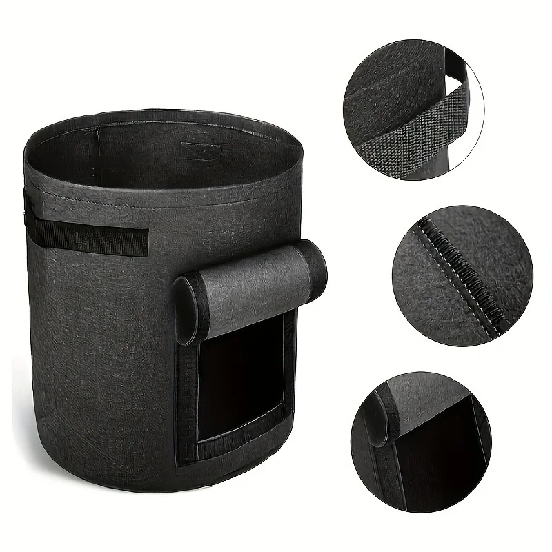 Namzi Potato Grow Bag with Flap and Handles, Easy to Harvest Planter Pot Garden Planting Grow Bags for Potato Tomato Onions, Taro, Radish, Carrots and Other Vegetables Breathable,7Gallons(Black)