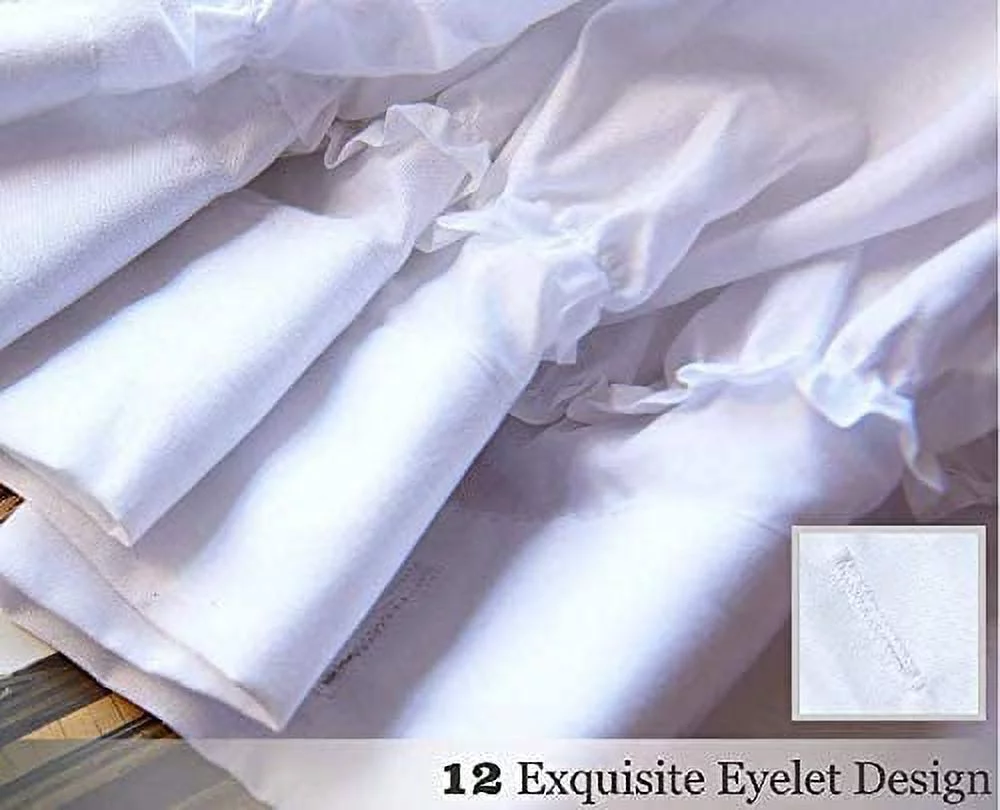 Waterfall Ruffled Fabric Shower Curtain (White)