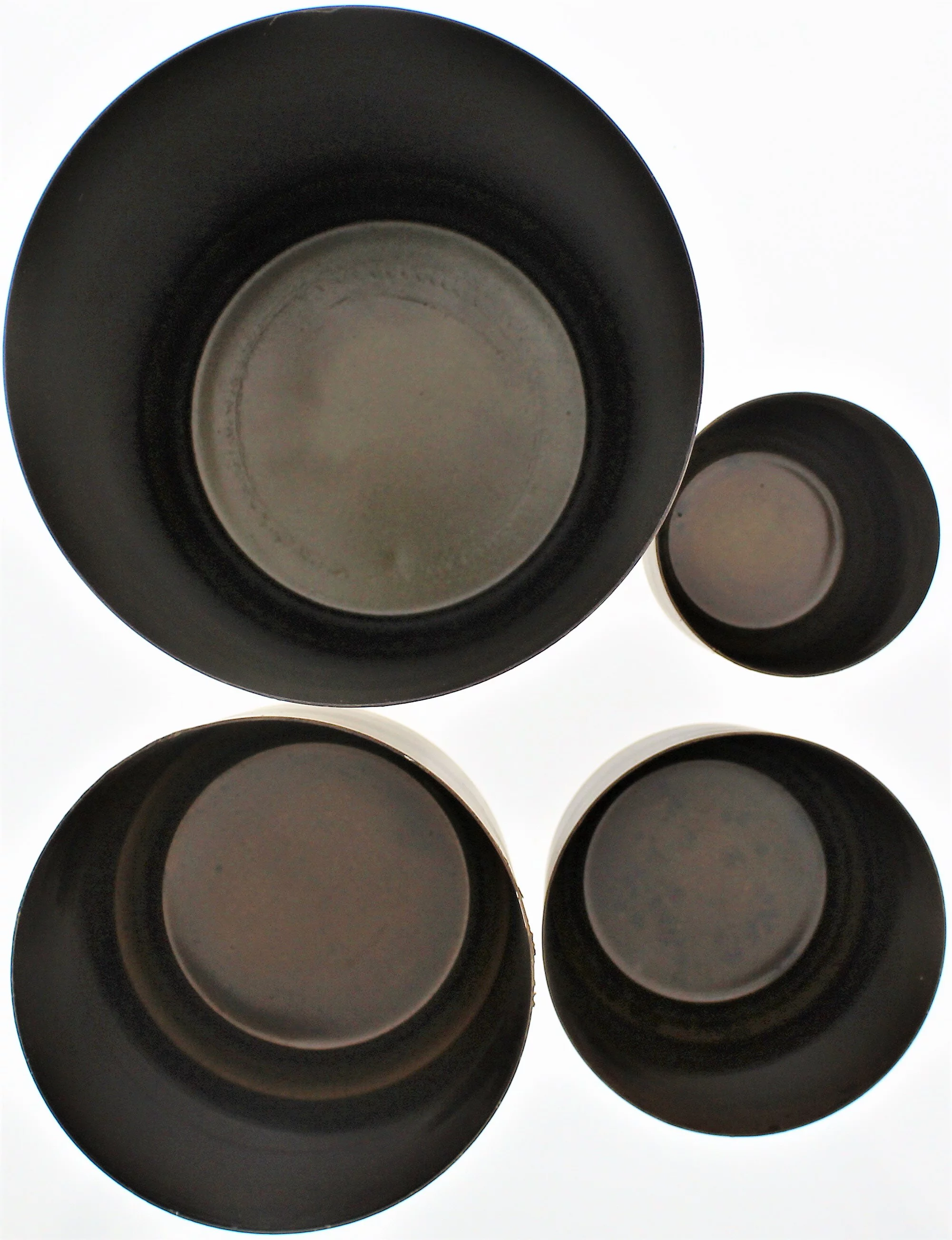 Set Of Four Metal Aged Brass Flower Pots Gold