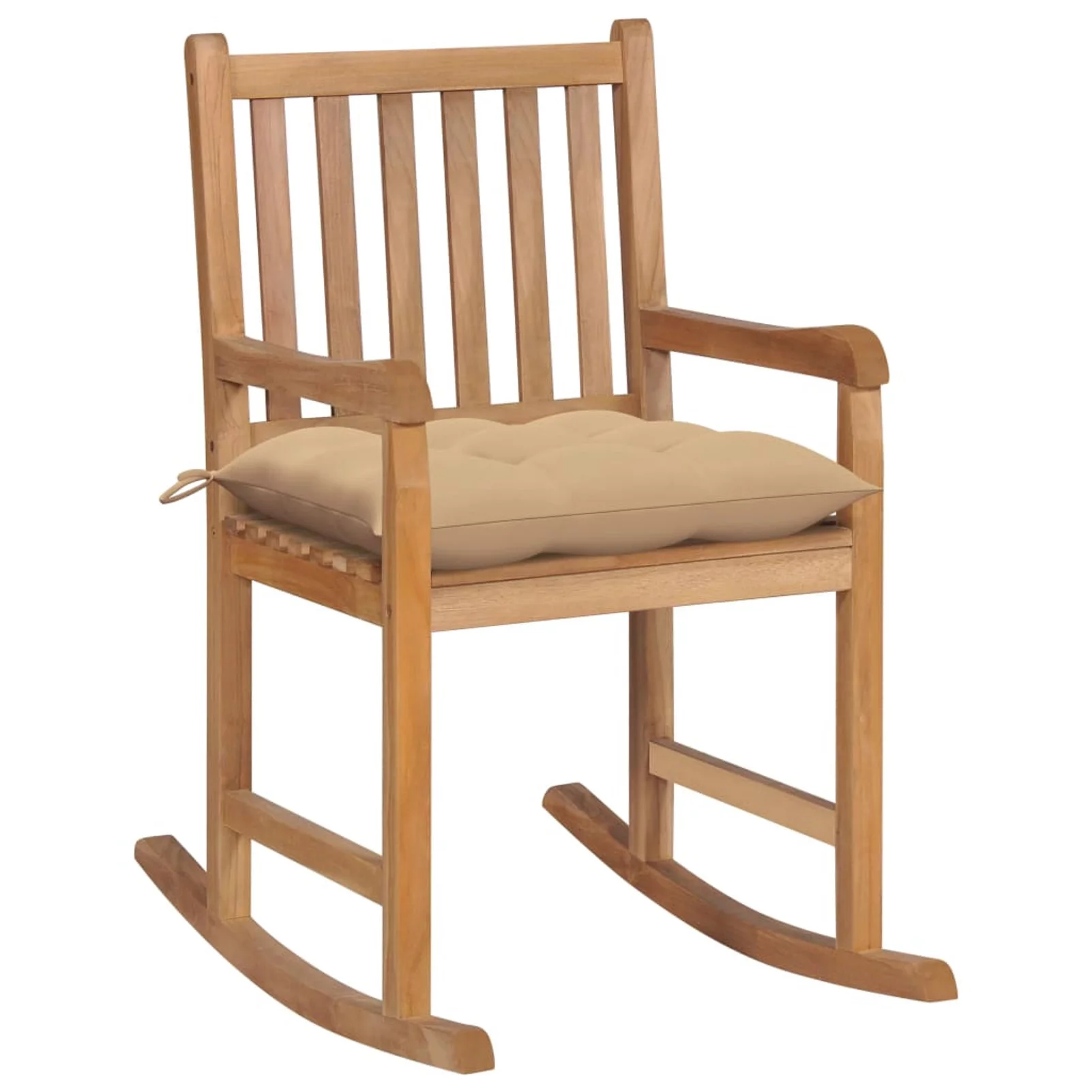 Suzicca Rocking Chair with Beige Cushion Solid Teak Wood