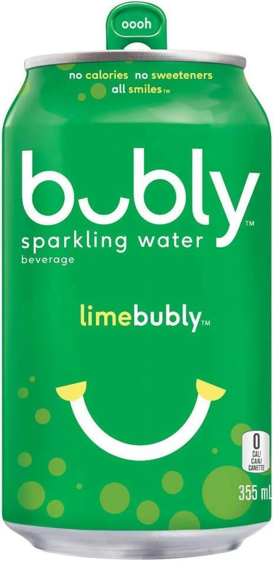 Bubly Lime Sparkling Water Beverage, 355 Ml Cans, 12 Pack, Lime, 4260 milliliters
