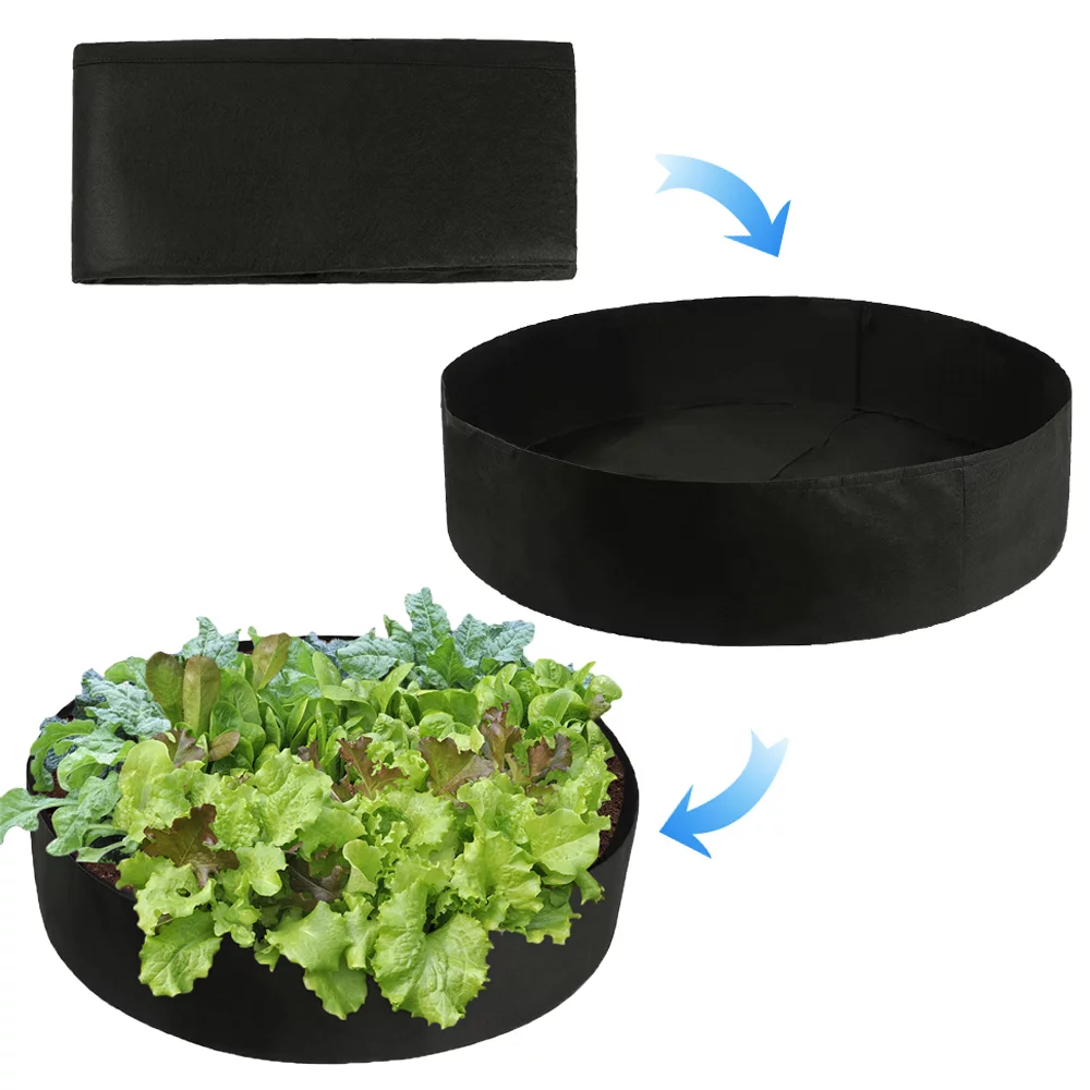 Fabric Raised Garden Bed, 50 Gallons Round Planting Container Grow Bags Breathable Felt Fabric Planter Pot for Plants, Flowers, Vegetables (Black)