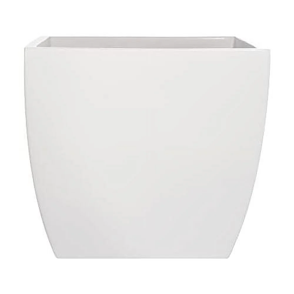 Pacifica Square Curved Fiberglass Planter, White, 12 Inch