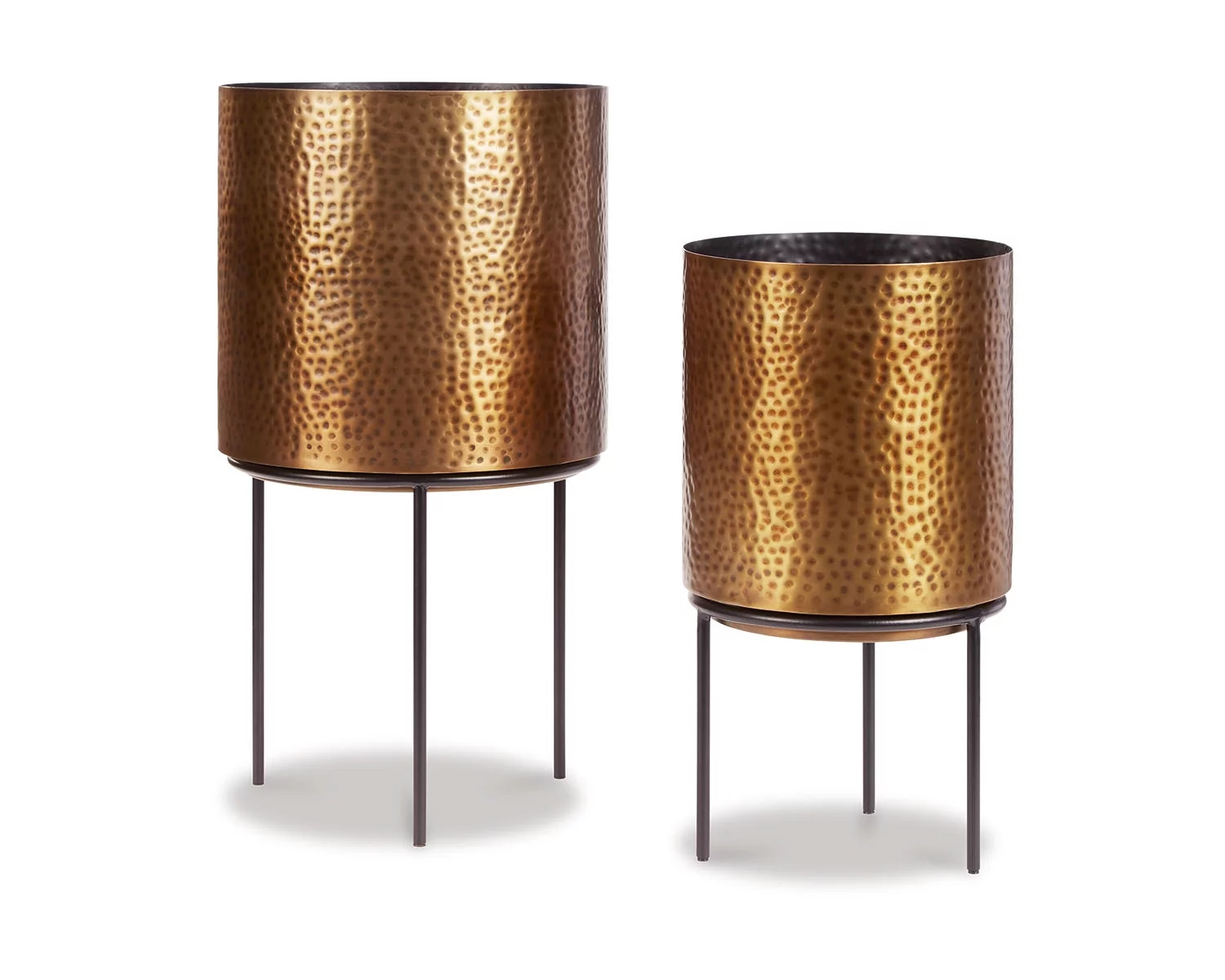 Signature Design by Ashley Contemporary Donisha Planter (Set of 2)  Antique Brass Finish