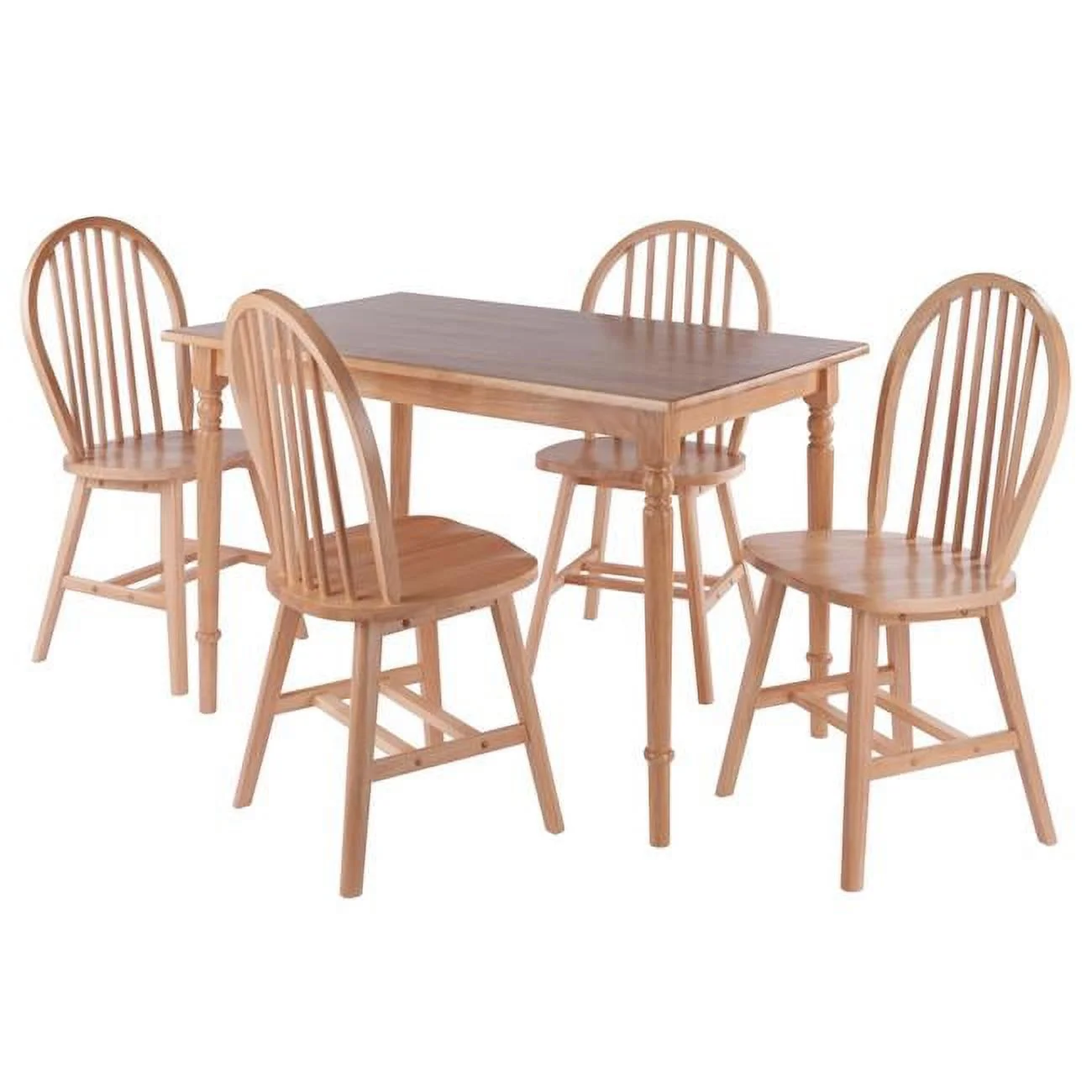 Ravenna Dining Table with Windsor Chairs, Natural - 5 Piece