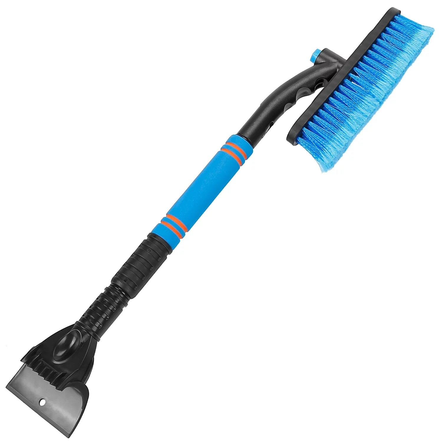 iMounTEK 3 in 1 Windshield Ice Scraper 27.56x9.06x4.33in Extendable Car Snow Removal Tool 360° Pivoting Brush Head Car Broom Snow Shovel Automobile Frost Removal, Blue