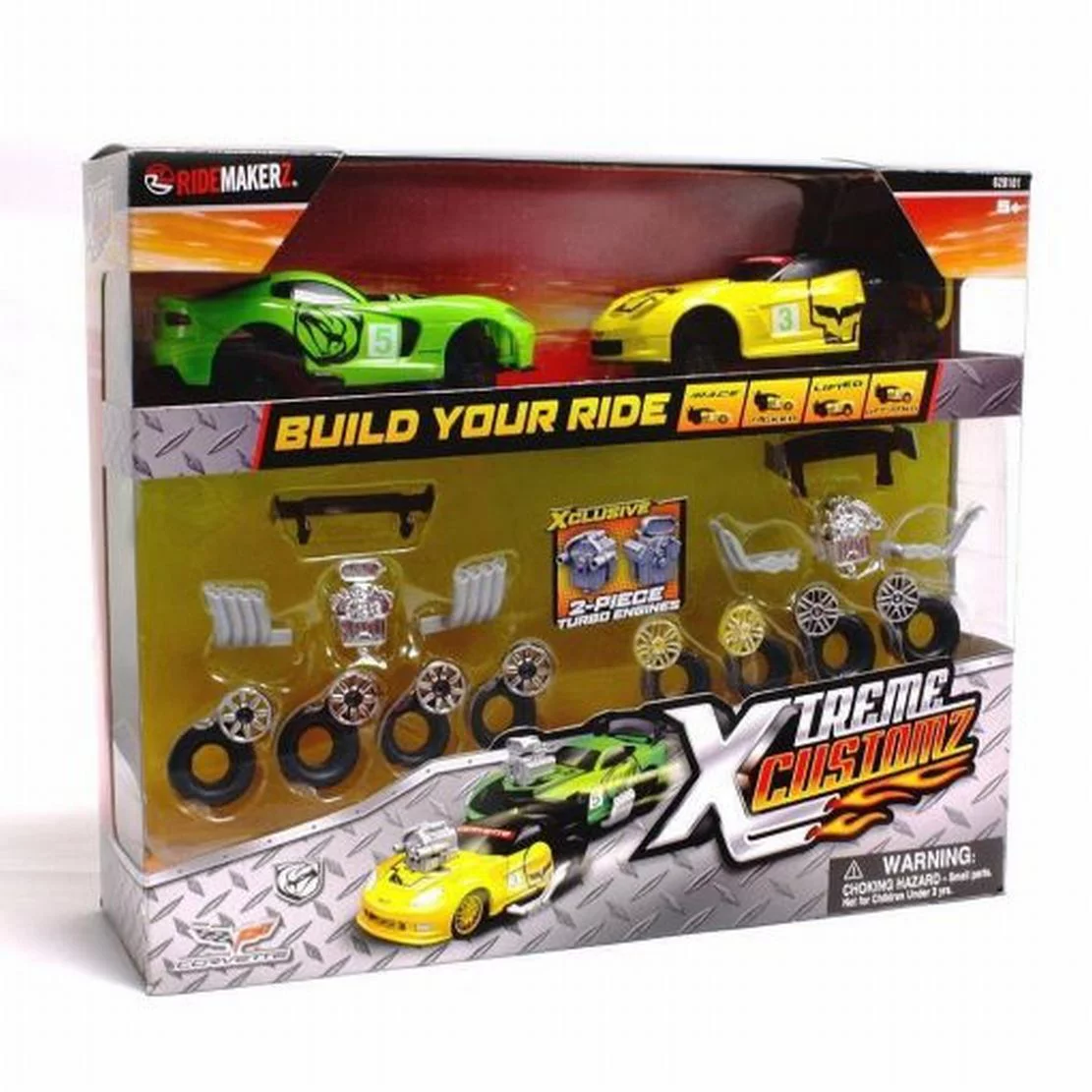 Ride Maker Xtreme Customz Build 2 Car Set Corvette & Dodge Viper Cars Mix Match