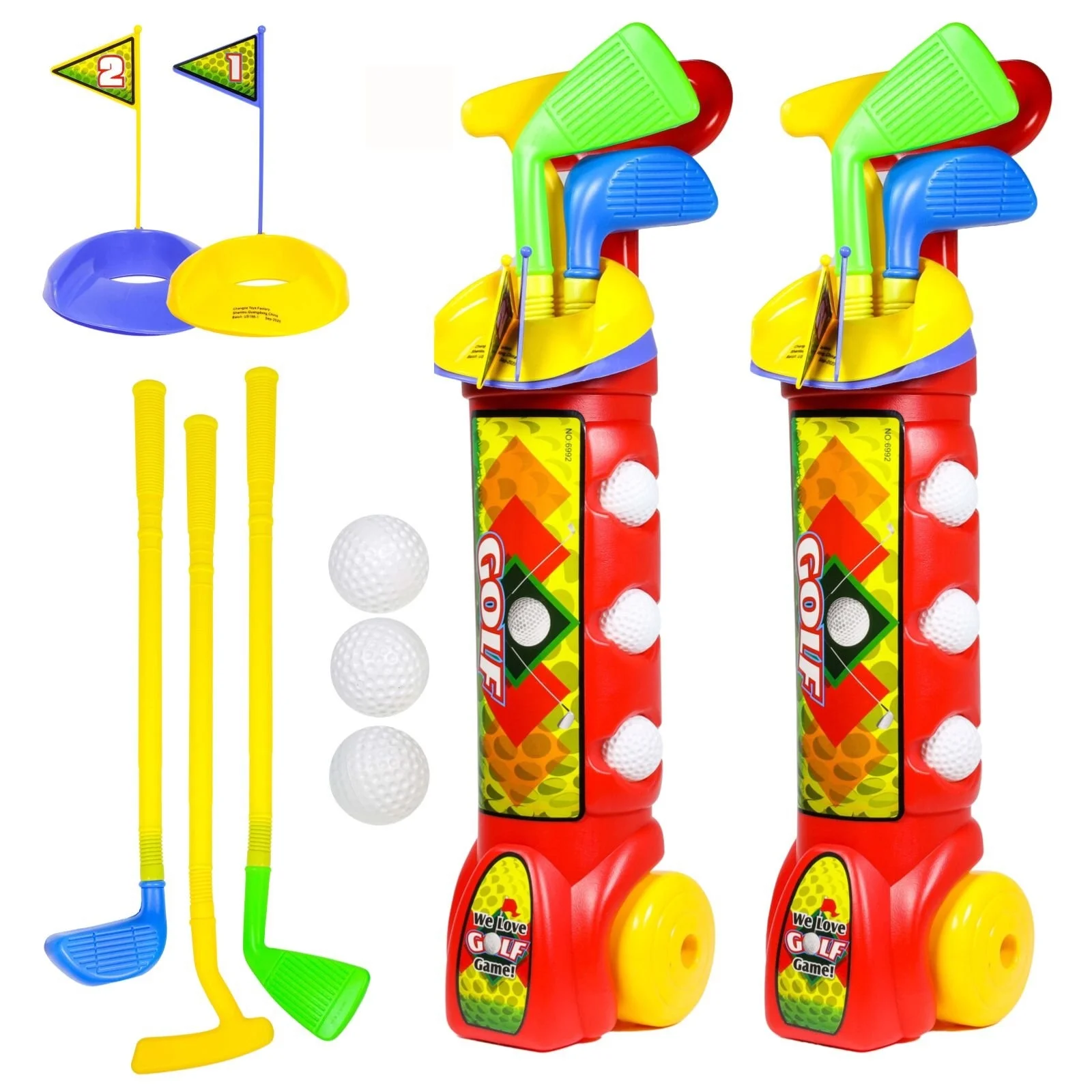 (2 Pack) Kids Indoor Golf Club Toddler Activity Pretend Play Set, Ages 3-8